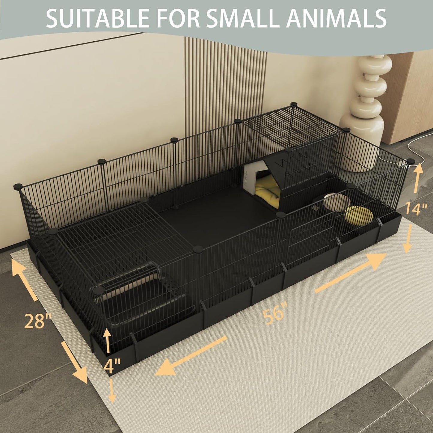 Xymoso DIY Guinea Pig Cages with Waterproof Canvas Bottom,16 Panels Small Animal Cage Pet Playpen with Door for Bunny Turtle Hedgehog,Indoor Metal Wire Yard Fence Outdoor