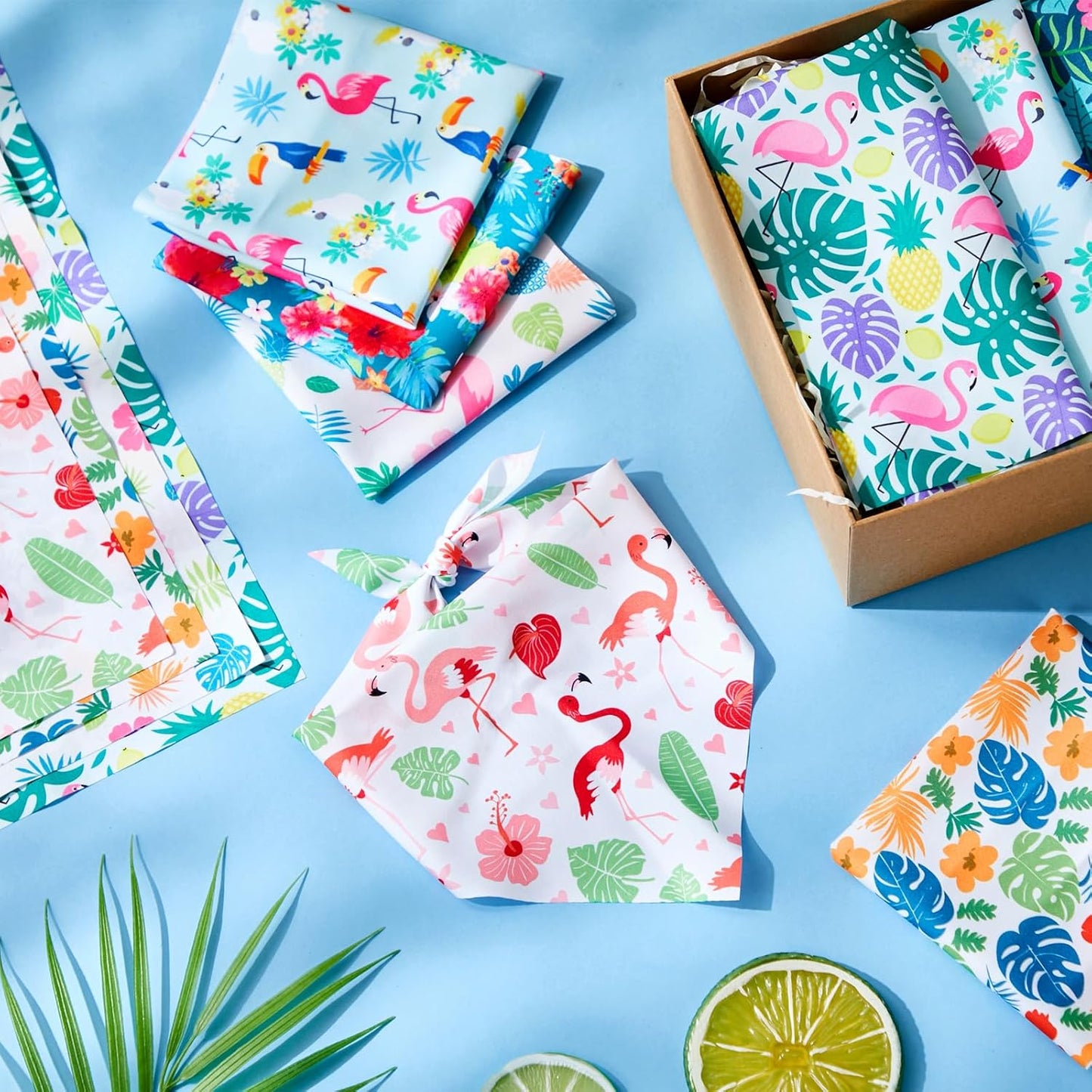 Shyyween100 Pieces Hawaii Dog Bandanas Bulk Summer Bandanas for Dogs Soft Bibs Adjustable Triangle Scarf for Small Medium Large Pets Summer Costume