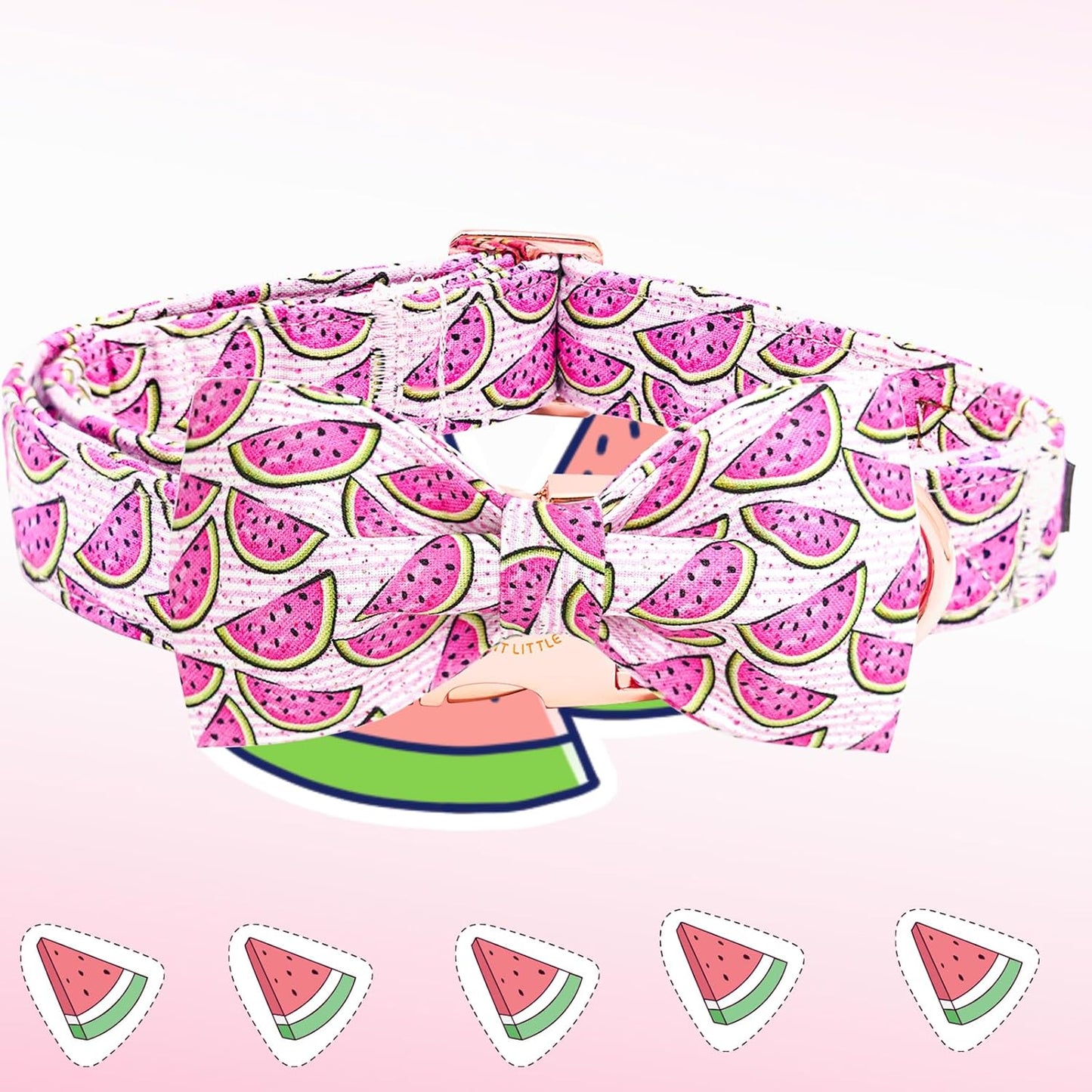 Elegant little tail Dog Collar, Watermelon Print Pet Collar Summer Dog Collar Durable Metal Buckle Dog Collars Cotton Pet Adjustable Dog Collars for Medium Dogs