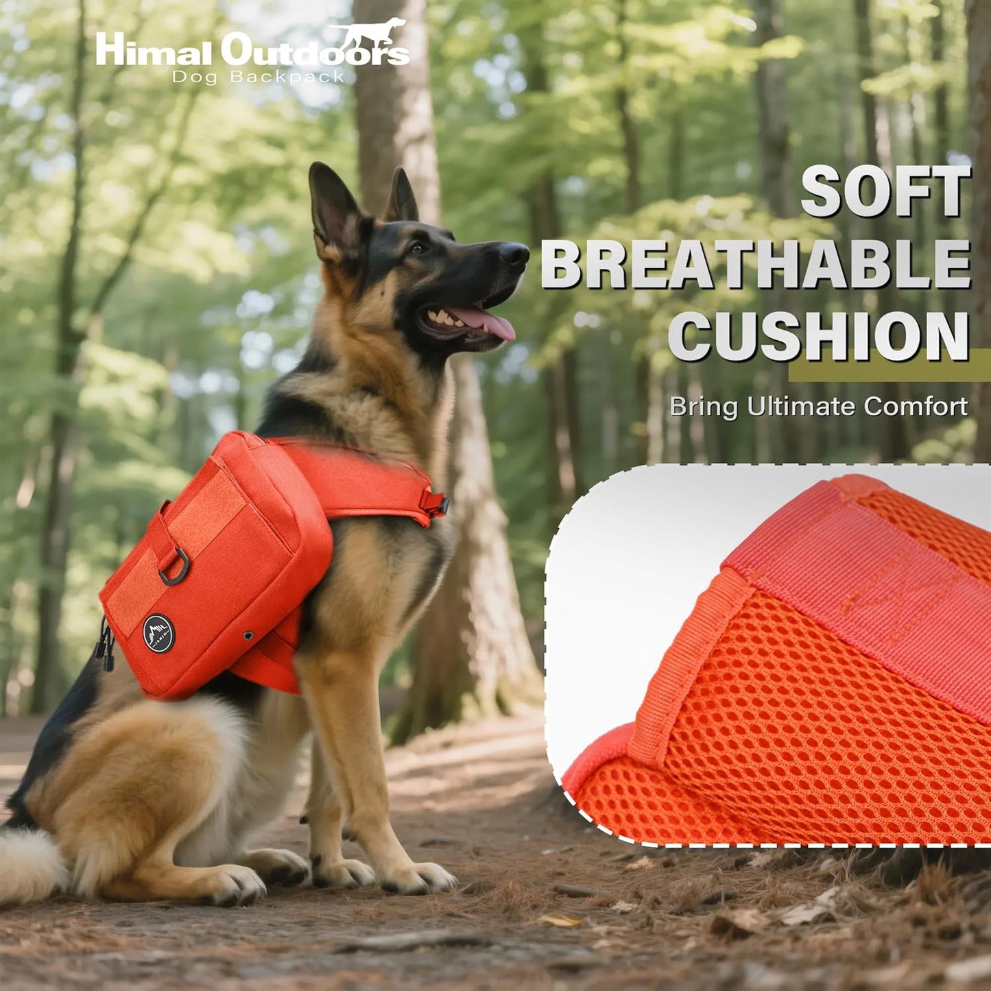 Himal Outdoors Dog Backpack & Saddle Bag, Tactical Hiking Backpack for Large Dogs with Side Pockets & Adjustable Strap