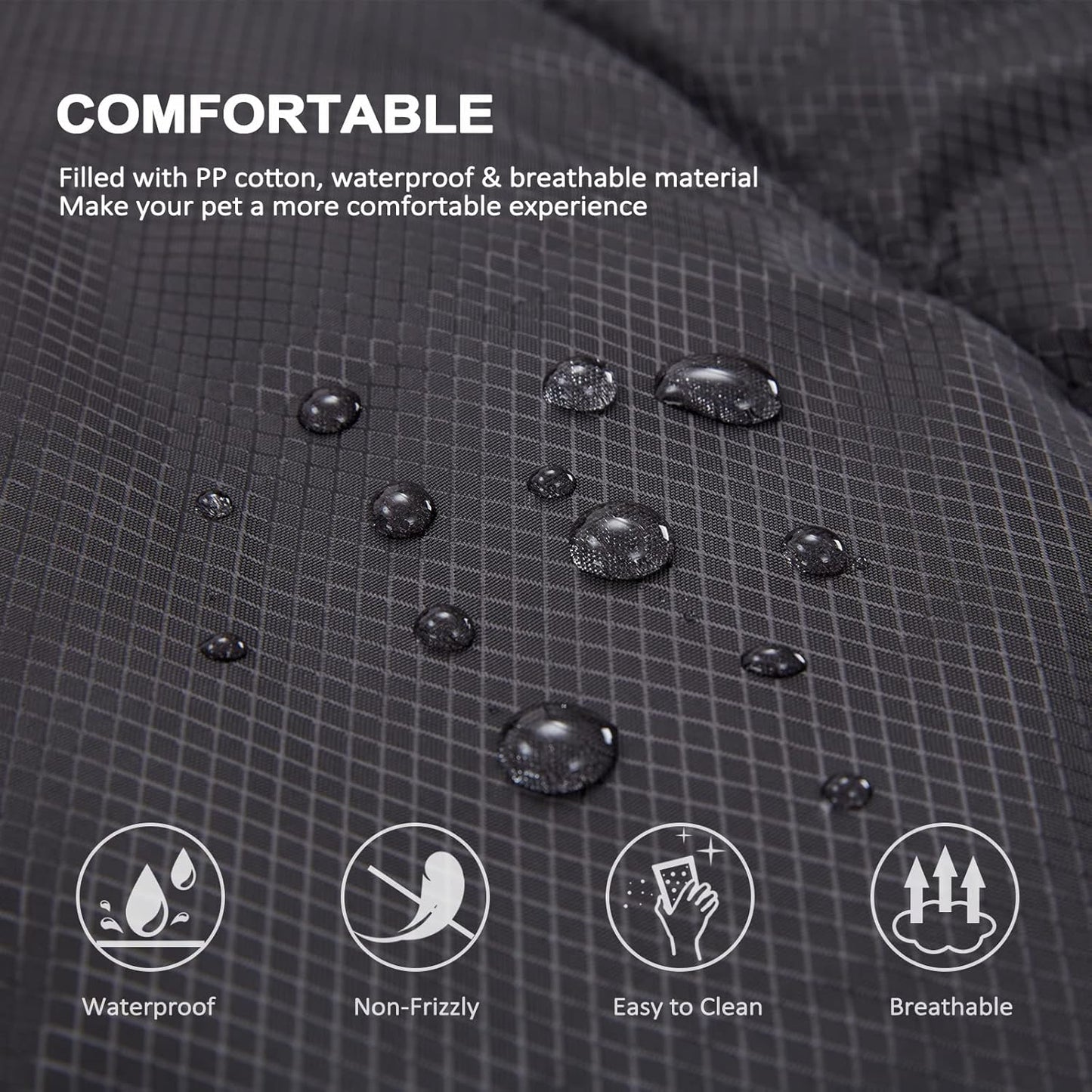 BDEUS 43x25In Large Size Outdoor Dog Bed, Waterproof & Portable Camping Travel Pet Mat, Easy to Clean, Washable Odor Resistant Pet Cooling Pad (Black)