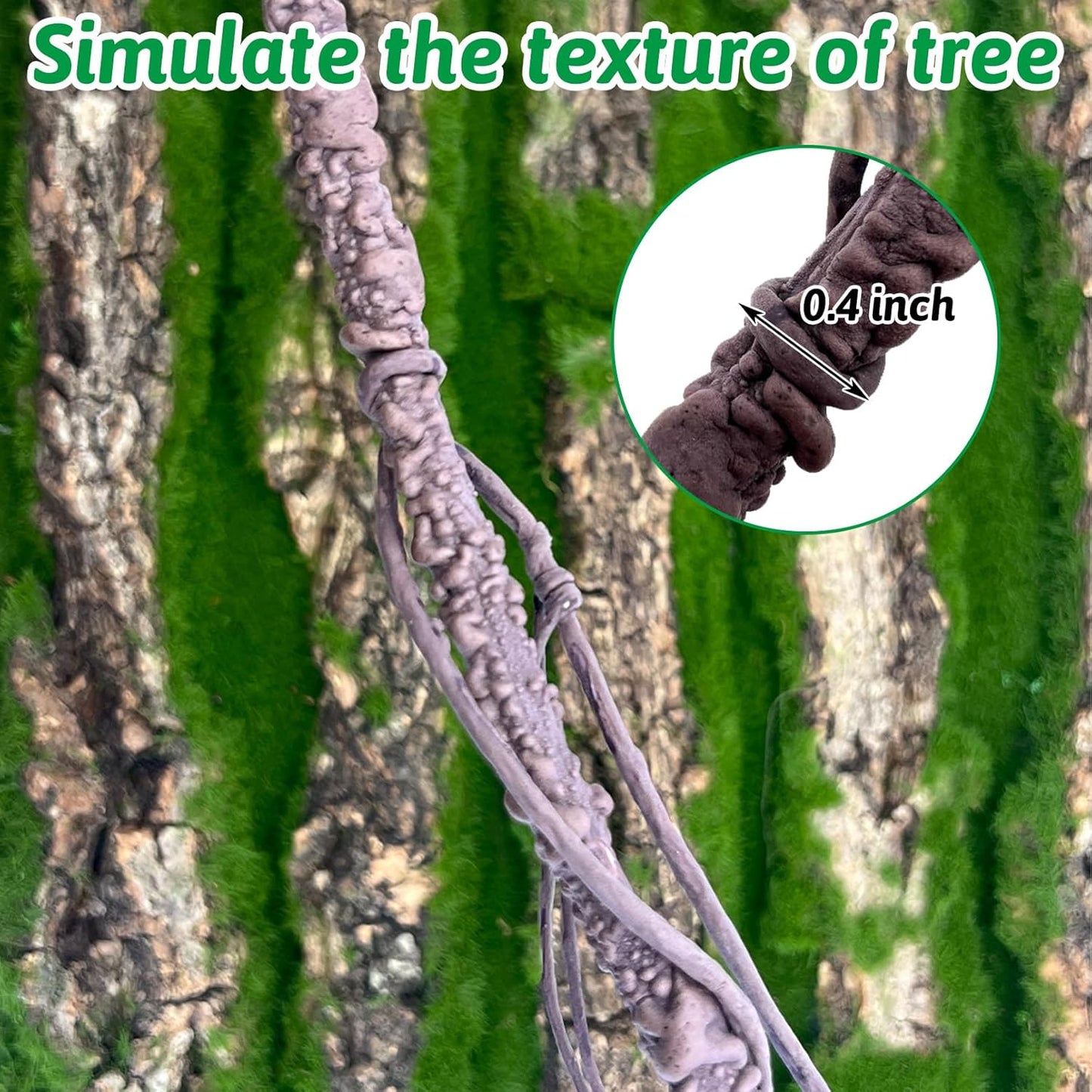 VCEPJH Long Reptile Vines Terrarium Plants 118 Inches Flexible Climbing Branch Snake Tank Accessories Greenery Habitat Decor for Bearded Dragon Chameleon Gecko Frog Lizard (S)