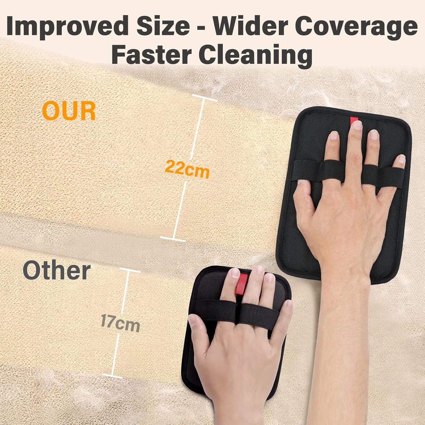 Upgraded Pet Hair Removal Glove - Reusable Electrostatic Fur Remover for Furniture, Clothes, Carpet & Car, Ideal for Dogs & Cats