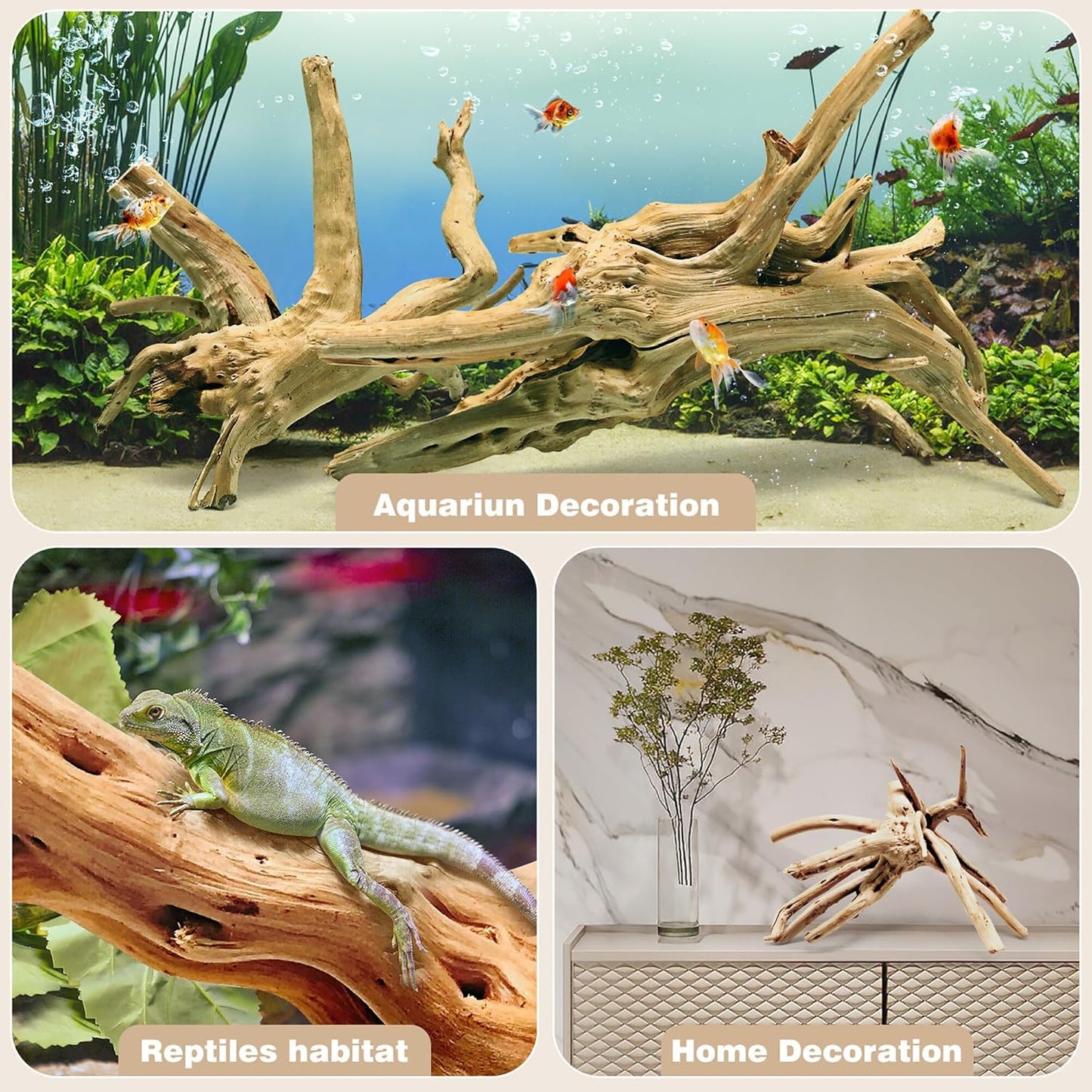 WDEFUN Natural Spiderwood for Aquarium Decor 2-Piece 11''-14'' Long Natural Driftwood Branches for Fish Tank Decorations