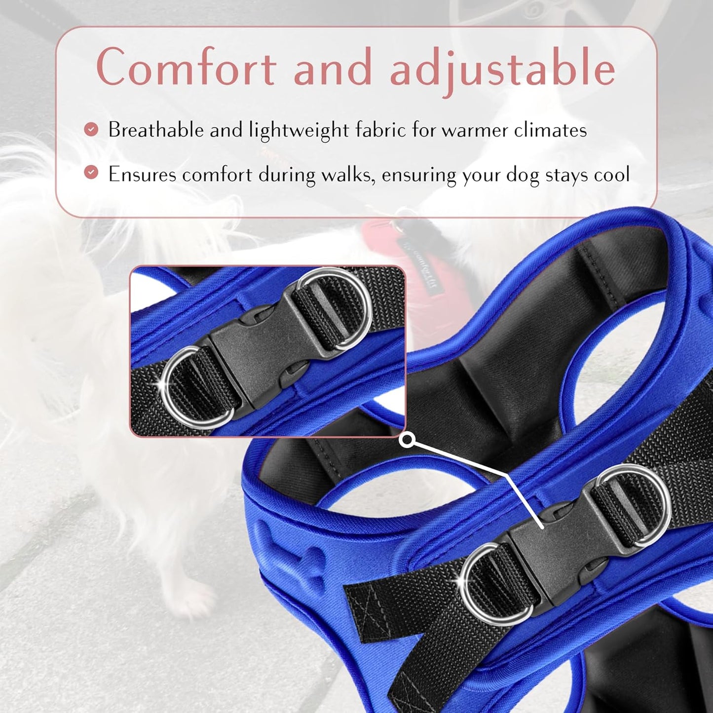 Comfort Fit No Pull Dog Harness – Adjustable Step-in Vest for Small, Medium & Large Dogs, Soft Padded with Leash Clips, Reflective Straps & Handle