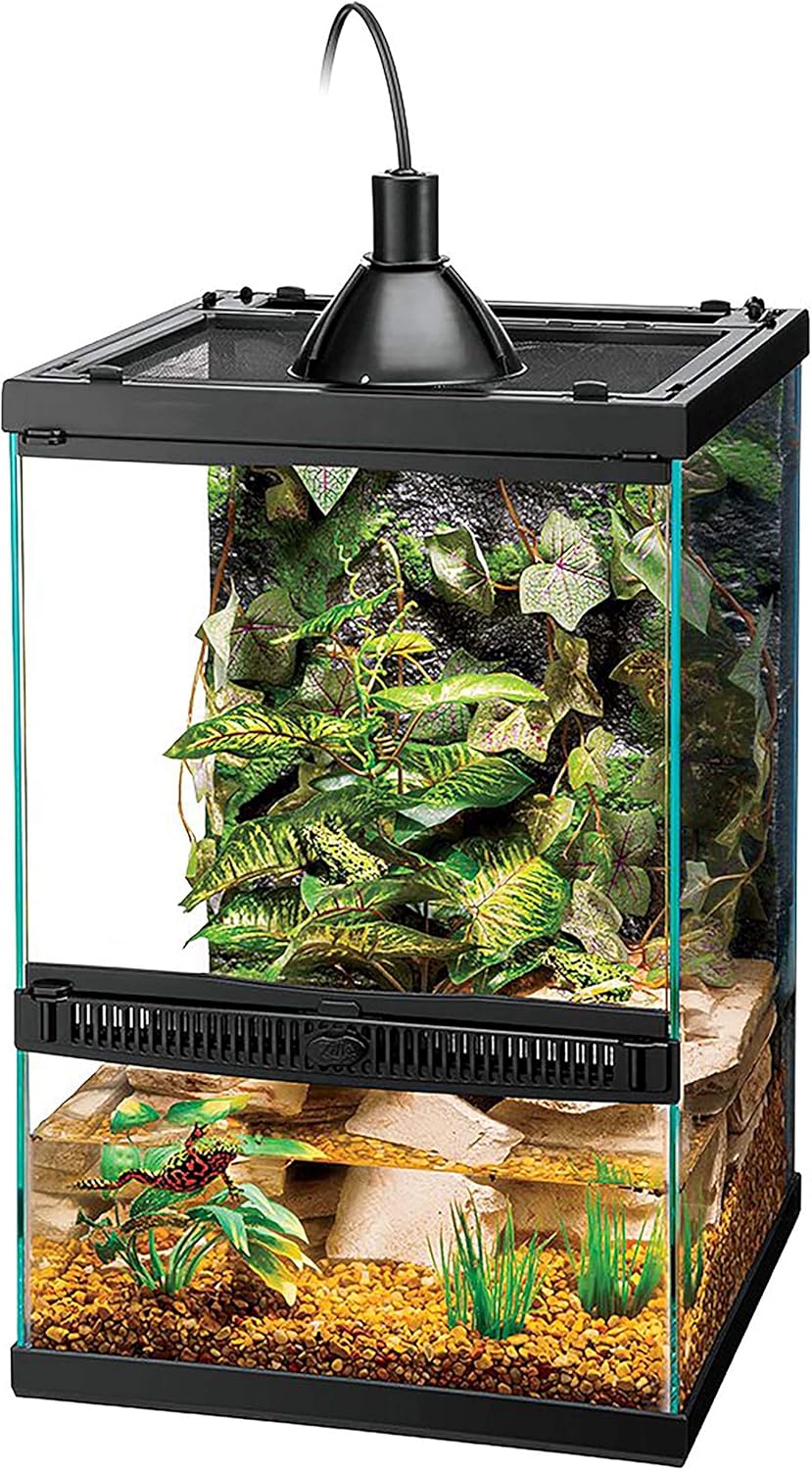 Zilla 11 Gallon Glass Tropical Vertical Habitat Starter Kit for Small Tree Dwelling Reptiles & Amphibians