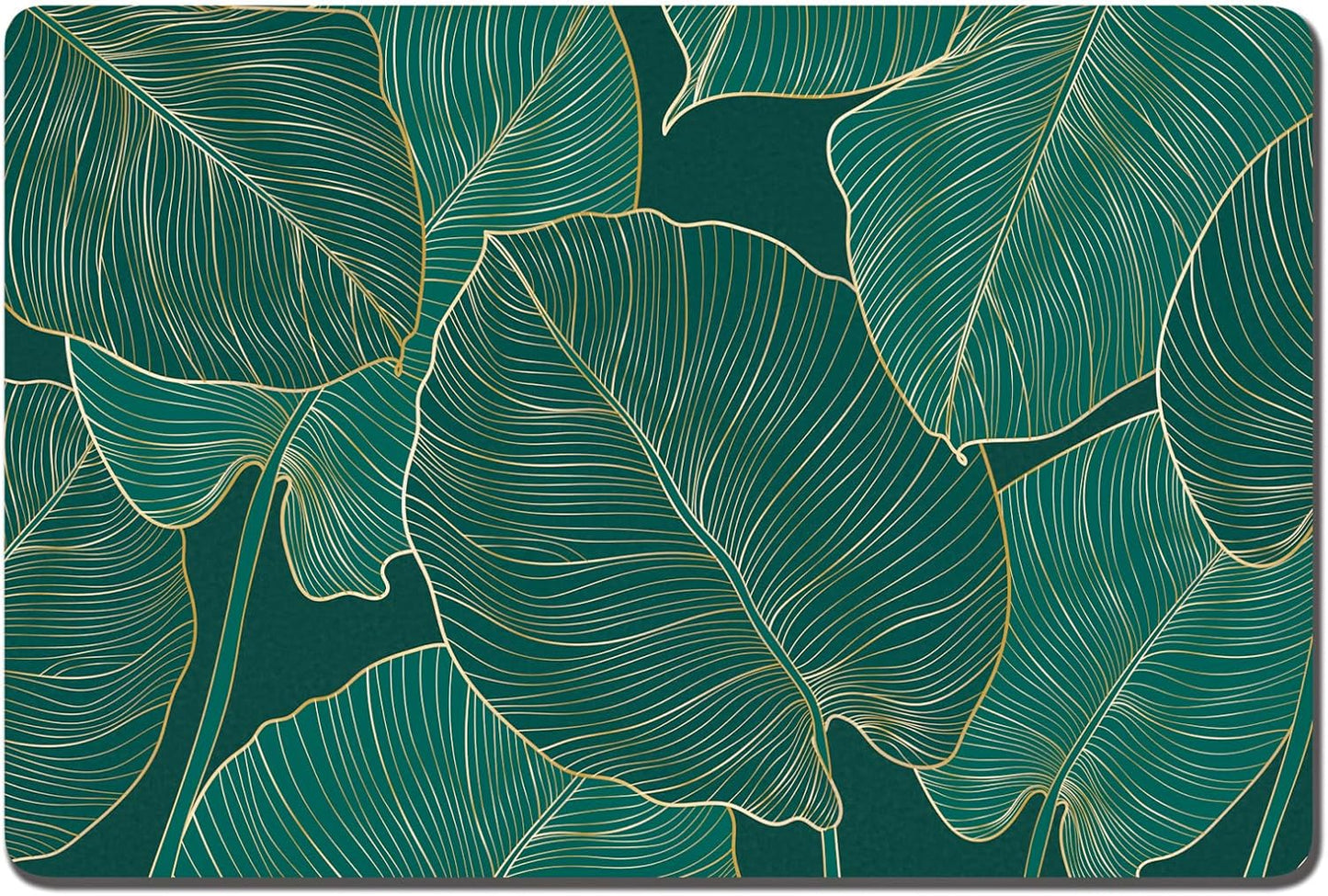 Rnivvi Dog Food Mat, 12" x 19" Flower Absorbent Dog Cat Bowl Mat for Food and Water, 3MM Anti-Slip Rubber Pet Feeding Rug Protect Floors, Puppy Placemat for Feeding & Watering Supplies, Tropical