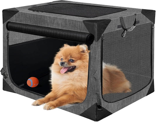 Dog Crate, Collapsible Soft Travel Crate for Large Dogs (3 Year Warranty), Indoor & Outdoor Portable Pet Kennel with Chew-Proof Mesh Window (Dark Gray, 30" L x 21" W x 21" H)