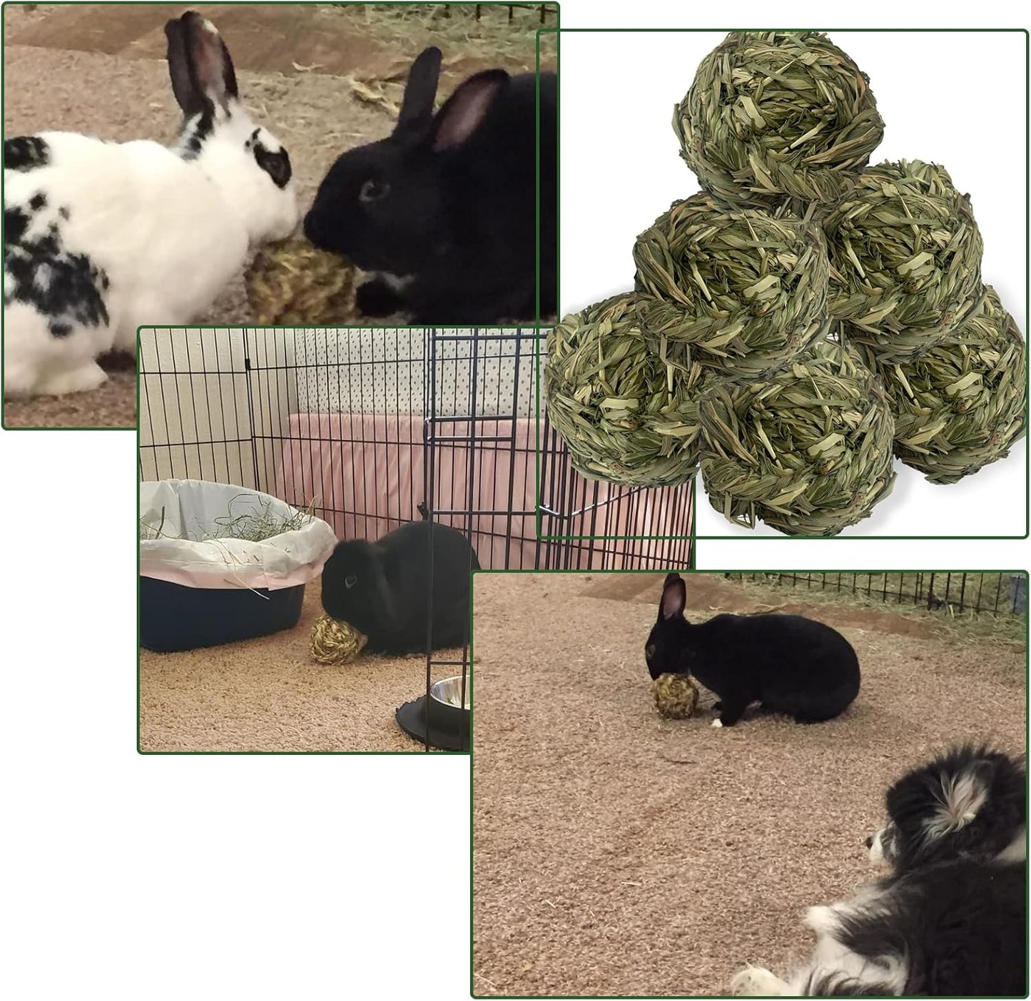 6 Pcs Bunny Timothy Grass Ball Natural Chew Toy Woven Chewing Toys Rabbit Molar Small Animals Teeth Grinding Suitable for Hamster Totoro Gerbils Guinea Pig Squirrel