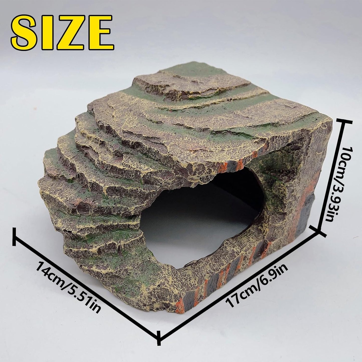 kathson Turtles Basking Platform Tortoise Resting Terrace Climbing Ramp Resin Dock Tank Decorations Reptile Hiding Cave Hideouts for Aquatic Turtles, Frog, Newts and Salamanders,Small