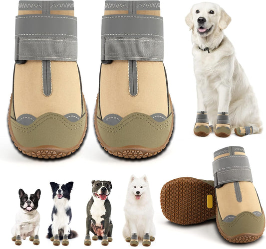 Dog Shoes for Small Dogs, Dog Boots & Paw Protectors for Hardwood Floors, Outdoor Dog Booties for Hot Pavement Winter Snow Hiking, Waterproof Dog Shoes with Reflective Strips Size 1