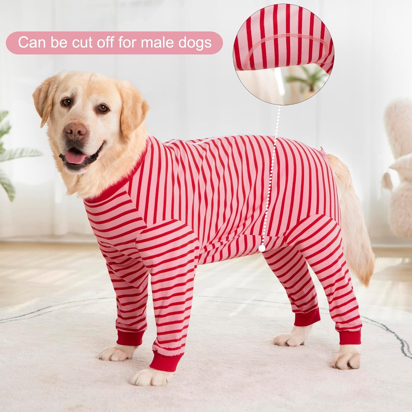 Yeapeeto Dog Onesie Surgery Recovery Suit for Large Medium Bodysuit Dogs Pajamas PJS Full Body for Shedding, Prevent Licking, Wound Protection, Cone Alternative… (Red Pink, 5XL)