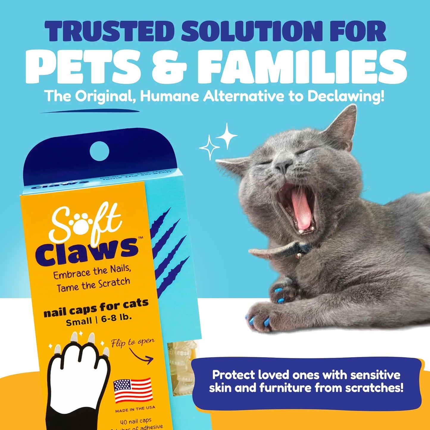 Soft Claws Cat Nail Caps for Medium Cats – (40 Caps, Purple) - Veterinarian-Developed | Protects Furniture & Skin - Easy to Apply, Long-Lasting Anti-Scratch Soft Cat Claw Covers