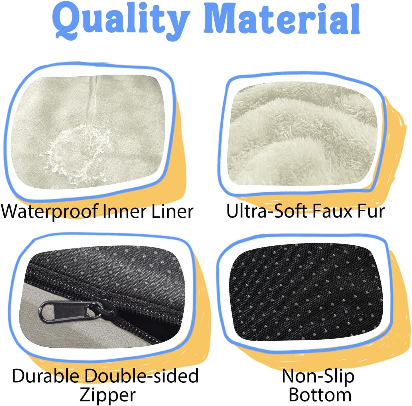 Washable Orthopedic Large Dog Bed - Removable Waterproof Cover with Bolster Machine Washable Extra Large Dogs Beds Foam Support XL Big Pet Beds