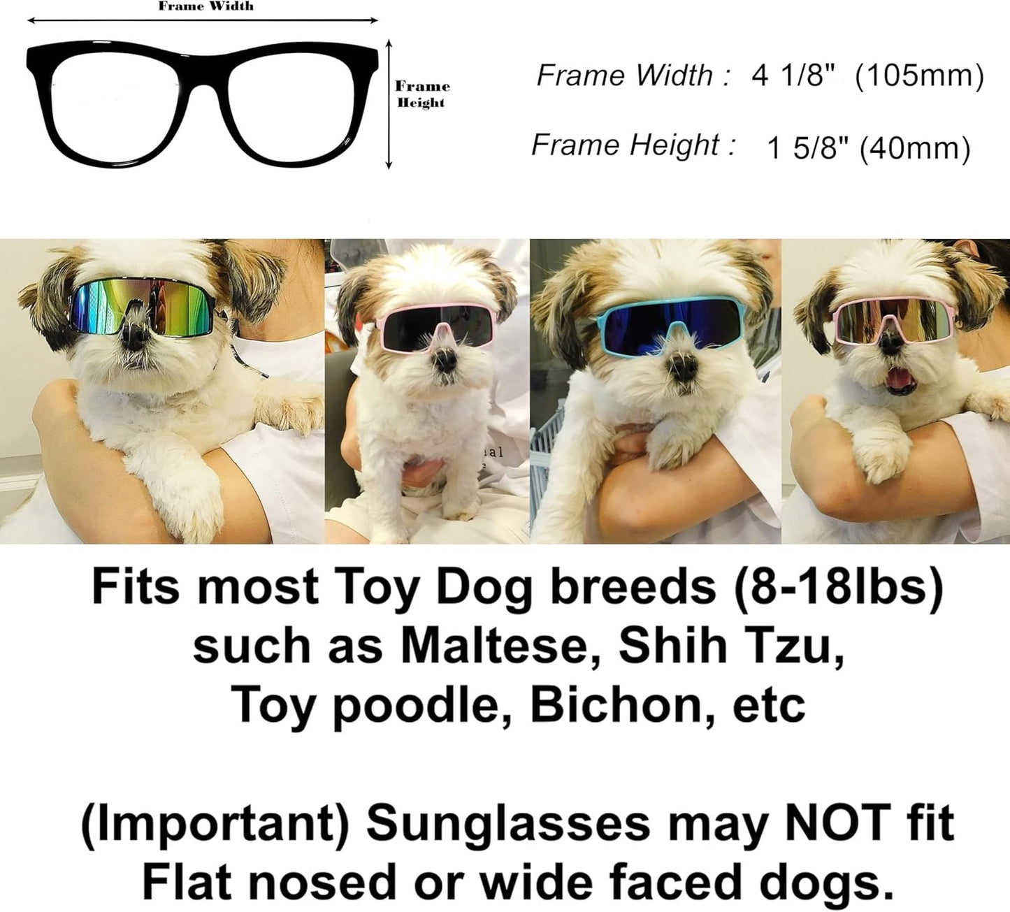 G029 Dog Cat Pet Sports Turbo Small Sunglasses for Toy Breeds 8-18lbs (Sport Turbo White)