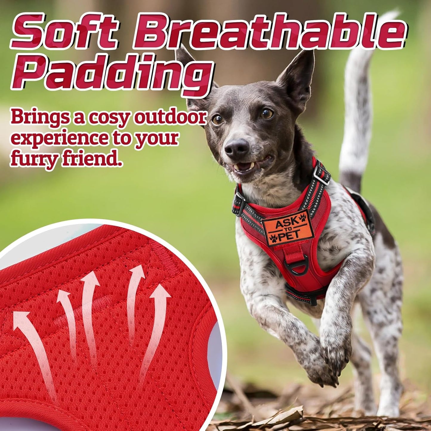 rabbitgoo Tactical Dog Harness for Small Dogs, No Pull Military Service Vest with Handle & Molle, Easy Control for Training Walking, Adjustable Reflective Straps, Red, S