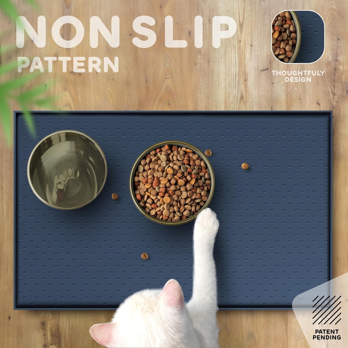 Dog Food Mat - 28x18 Raised Edges Dogs Mat for Food and Water Prevent Spill, Waterproof Cat Food Mats Protect Floors, Easy Clean Dog Bowl Mats for Food and Water, Silicone Pet Feeding Placemats