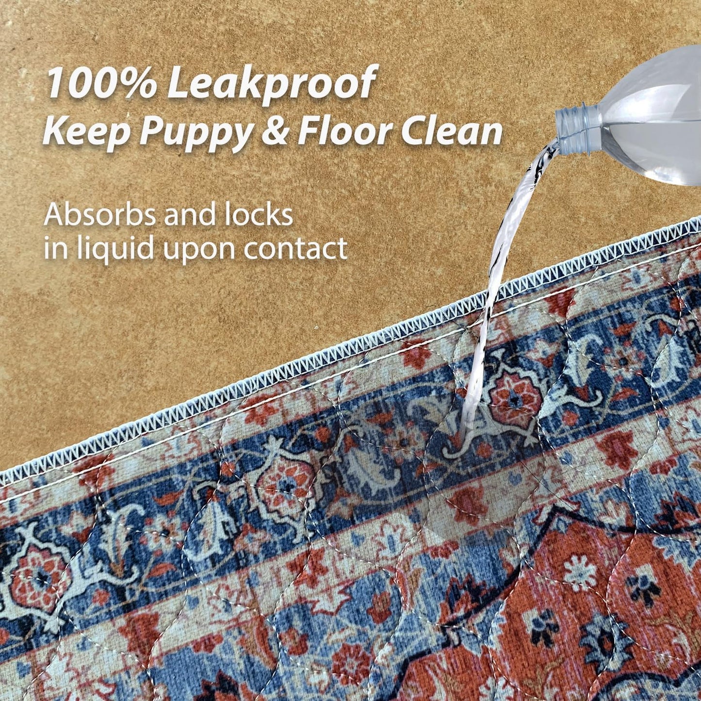 nunubaby Washable Pee Pads for Dogs, Stylish, Non-Slip and Leak-Proof Pee Pads. Reusable Potty Pads for Dogs for Crates and Floors.(Red/Multi, 31" x36")