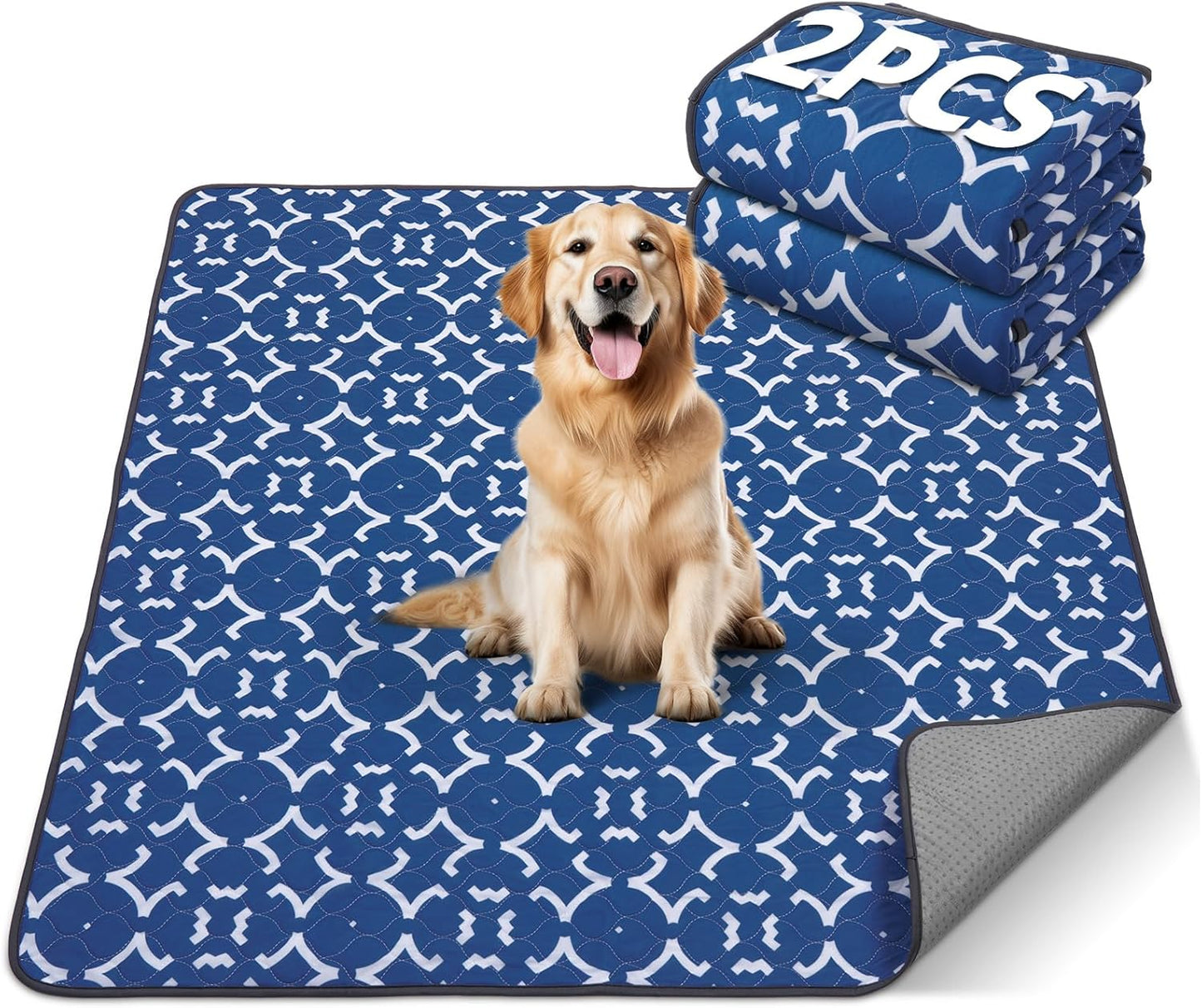 LOOBANI Washable Pee Pads for Dogs 31"x 36": 2 Pack Super Absorbent Reusable Puppy Pads Leakproof Whelping Pad Dog Playpen Mat, Waterproof Non-Slip Dog Training Pads for Floor, Crate, Potty