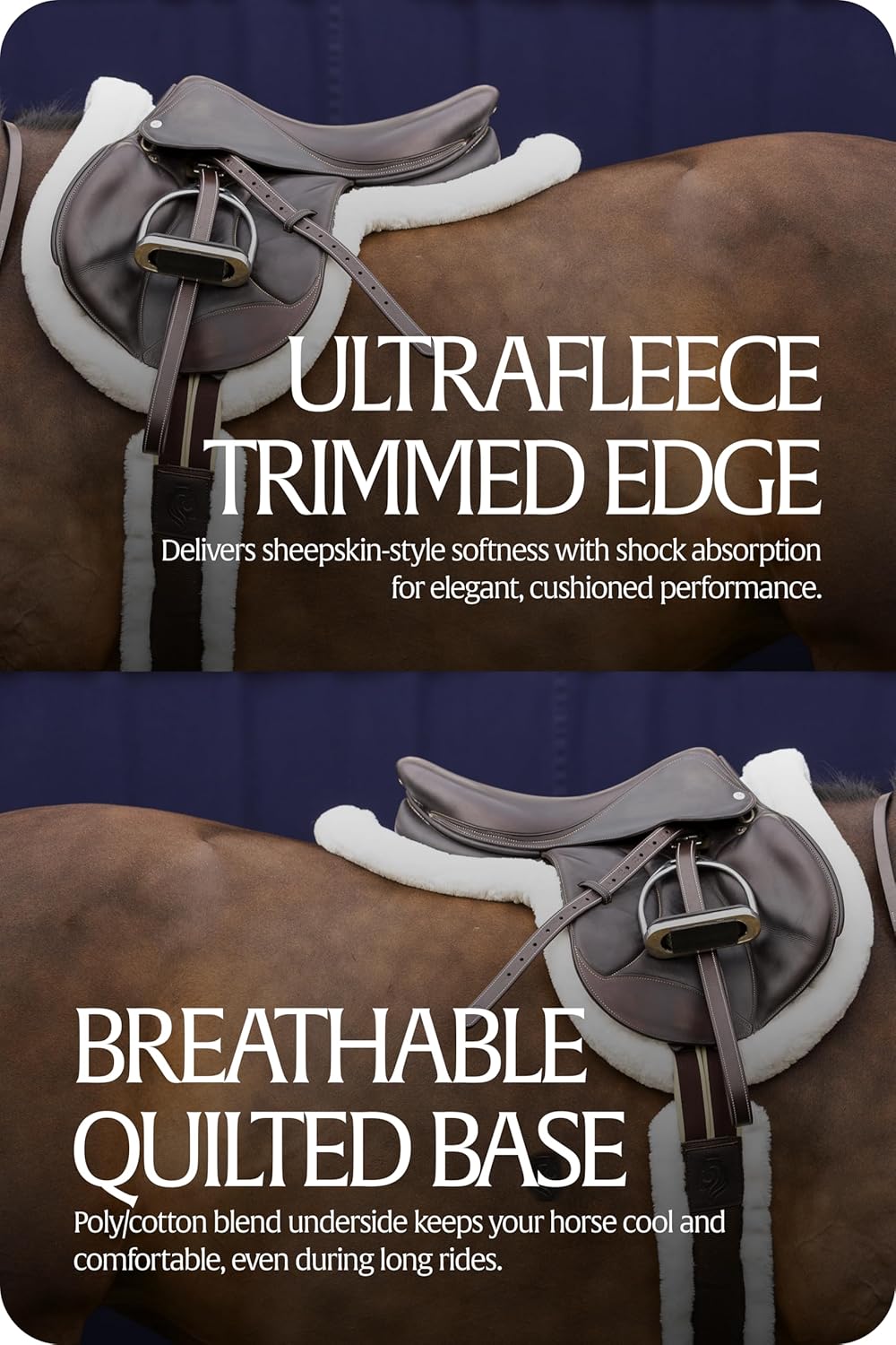 Equinavia Eidsvoll Shaped English Saddle Pad for Show Jumping with Ultra Fleece Trim