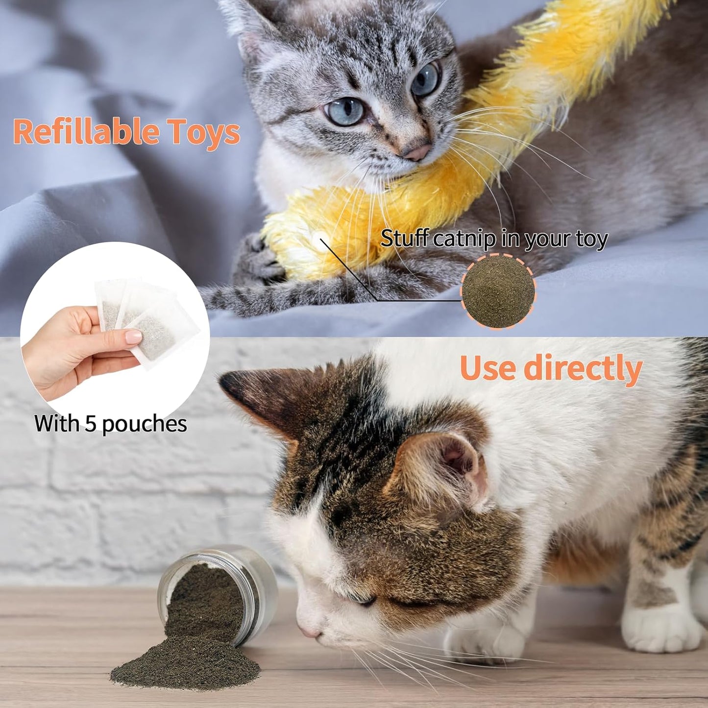 Premium Catnip for Cats & Kittens – Cold-Processed, High Potency Nepetalactone, 100% Pure Organic Leaf-Only Catnip for Toys, Scratchers, Refills, Stimulates Play & Protects Furniture - 45g