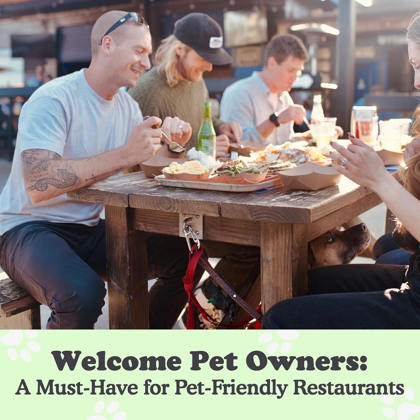 Canine Hitch- Secure Dog Leash Parking Wall Large Hook with Clip 2 Pack - Tie Out Stainless Steel & ABS Mounting Plate for Strength - Practical Lead Management for Home & Business