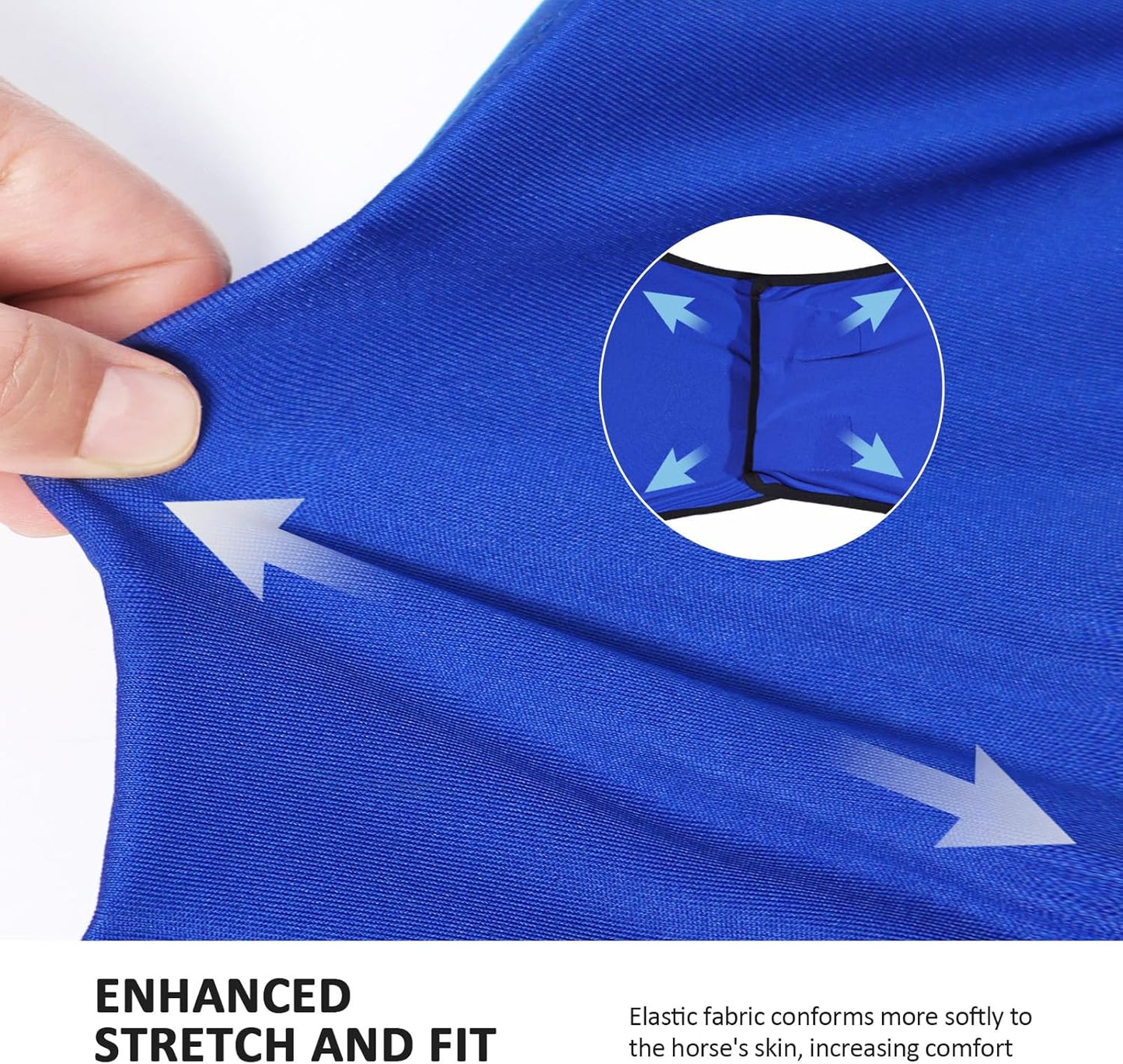 Horse Fly Mask Large Space Breathable UV Protection Equine Mask with Reflective Features on Ears Royal Blue M