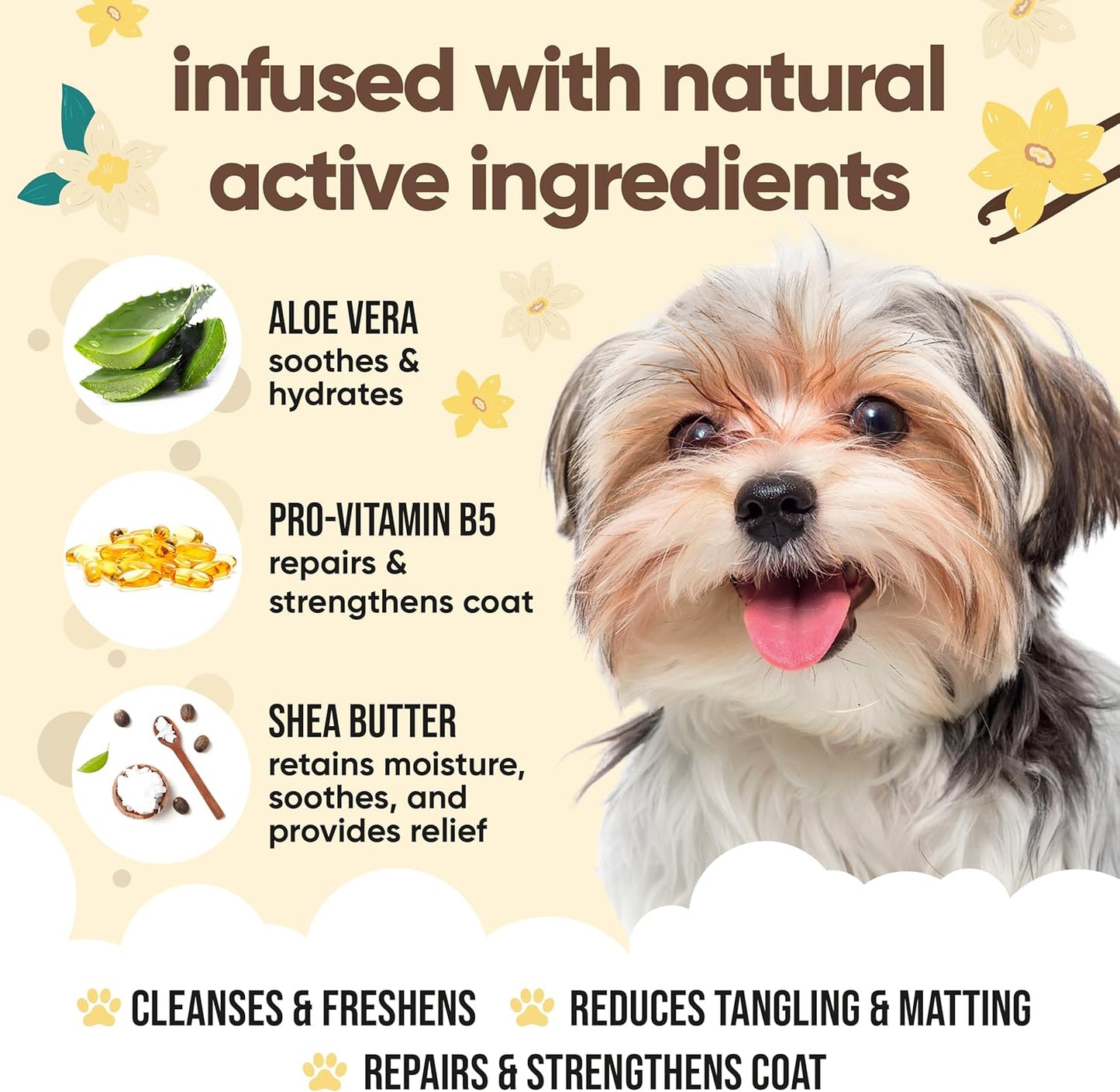 Vanilla & Shea Butter Dog Shampoo - (33.8oz) Itch Relief & Dog Shampoo Sensitive Skin Care, Dog Shampoo and Conditioner, Premium Dog Grooming Supplies for All Breeds