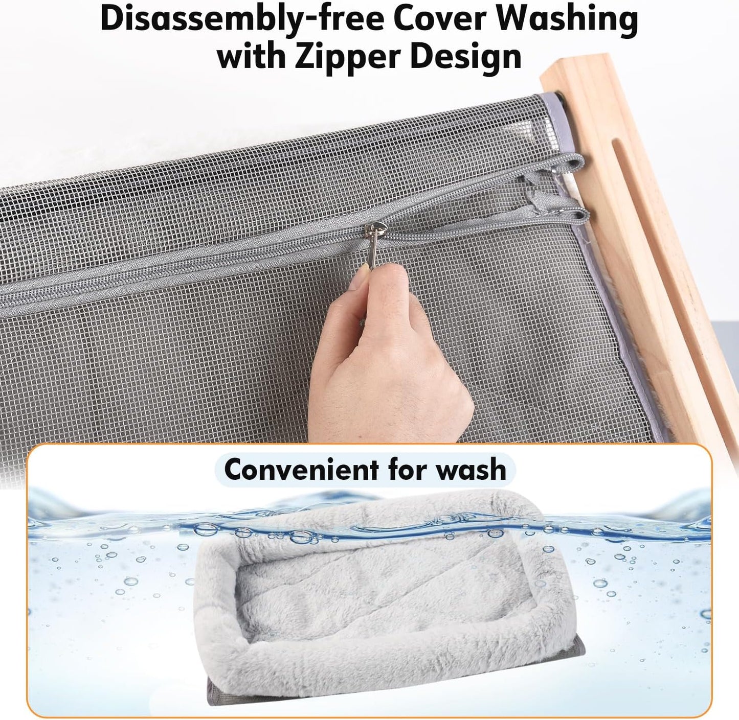 AMOSIJOY Cat Sill Window Perch Sturdy Hammock Window Seat with Cushion Cover, Wood & Metal Frame for Large Cats, Easy to Adjust Cat Bed for Windowsill, Bedside, Drawer and Cabinet (L)