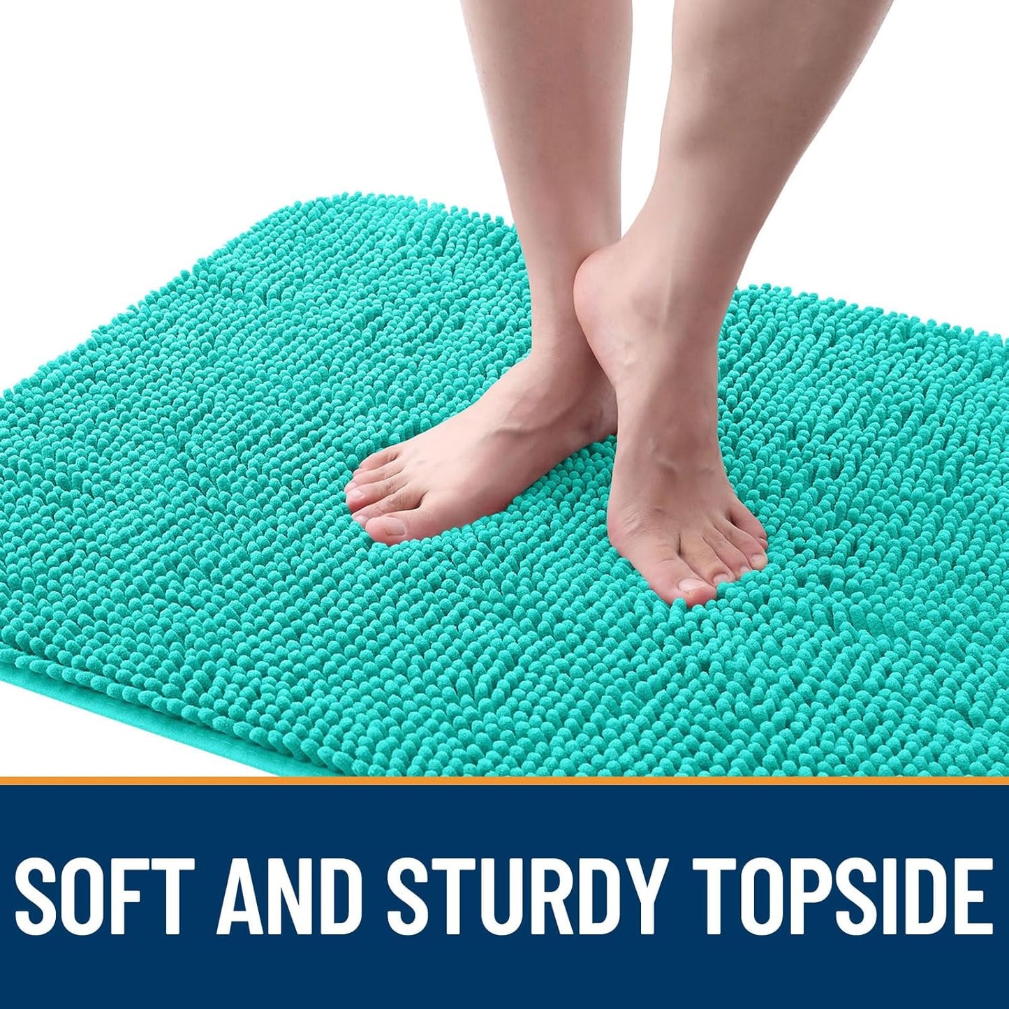 OLANLY Dog Door Mat for Muddy Paws 30x20, Absorbs Moisture and Dirt, Absorbent Non-Slip Washable Doormat, Quick Dry Chenille Mud Mat for Dogs, Entry Indoor Entryway Carpet for Inside Floor, Teal