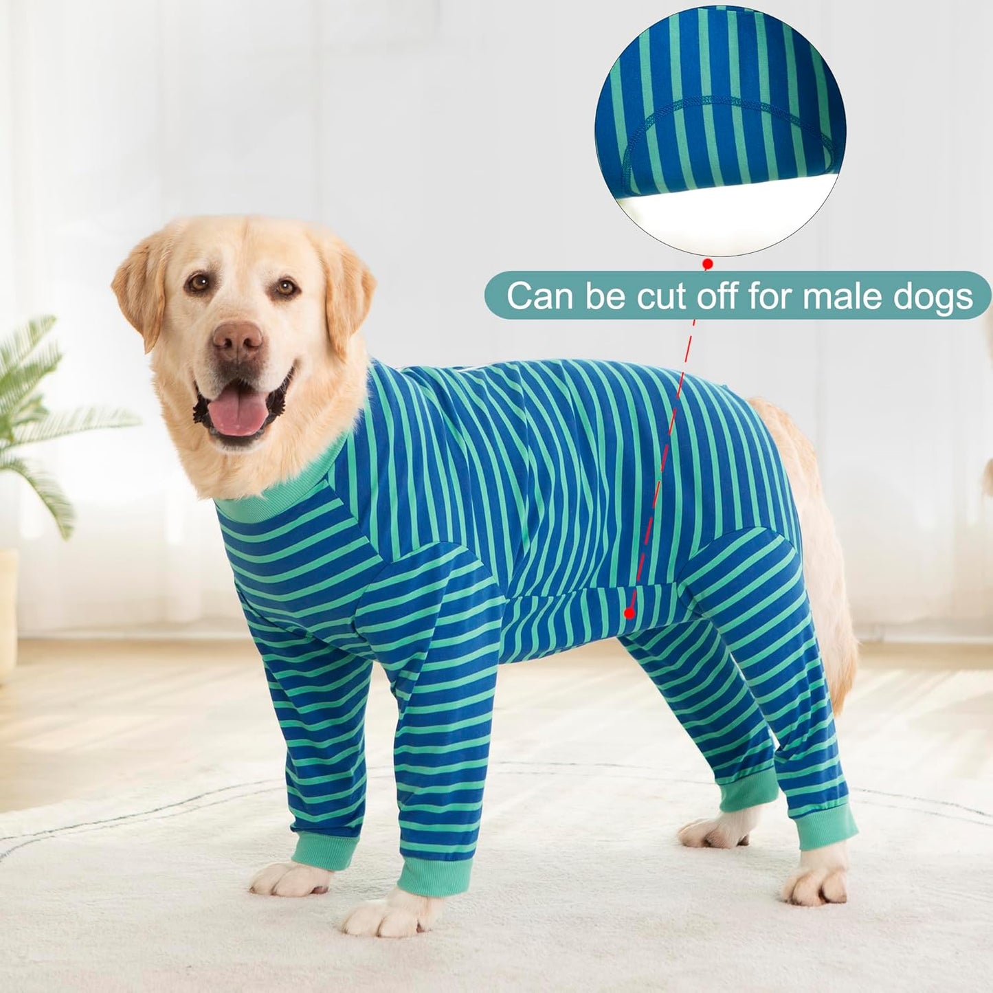 Yeapeeto Dog Onesie Surgery Recovery Suit for Large Medium Bodysuit Dogs Pajamas PJS Full Body for Shedding, Prevent Licking, Wound Protection, Cone Alternative… (Blue Green, 4X-Large (Pack of 1))