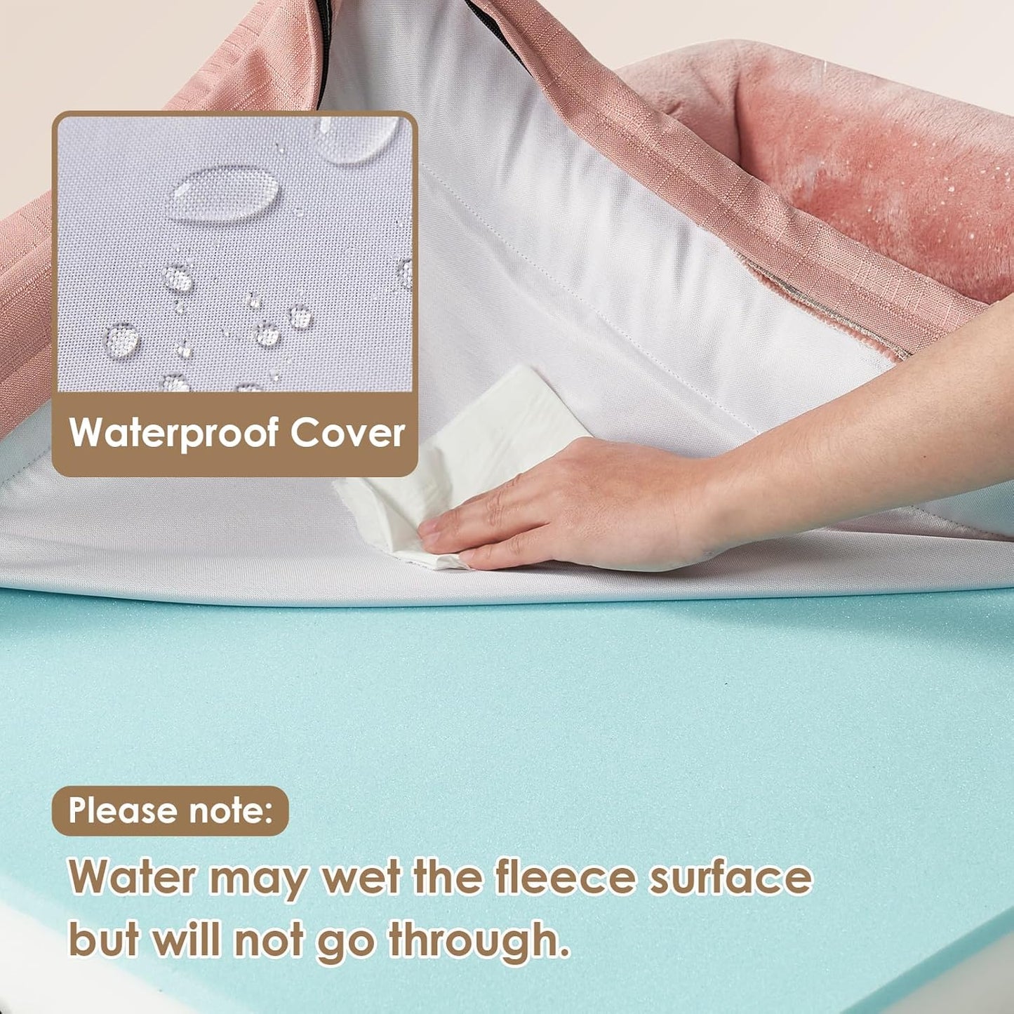 EHEYCIGA Orthopedic XL Dog Beds, Waterproof Memory Foam Dog Bed for Extra Large Dogs, Non-Slip Bottom and Egg-Crate Foam Big Pet Couch Bed with Washable Removable Cover, Dusty Pink