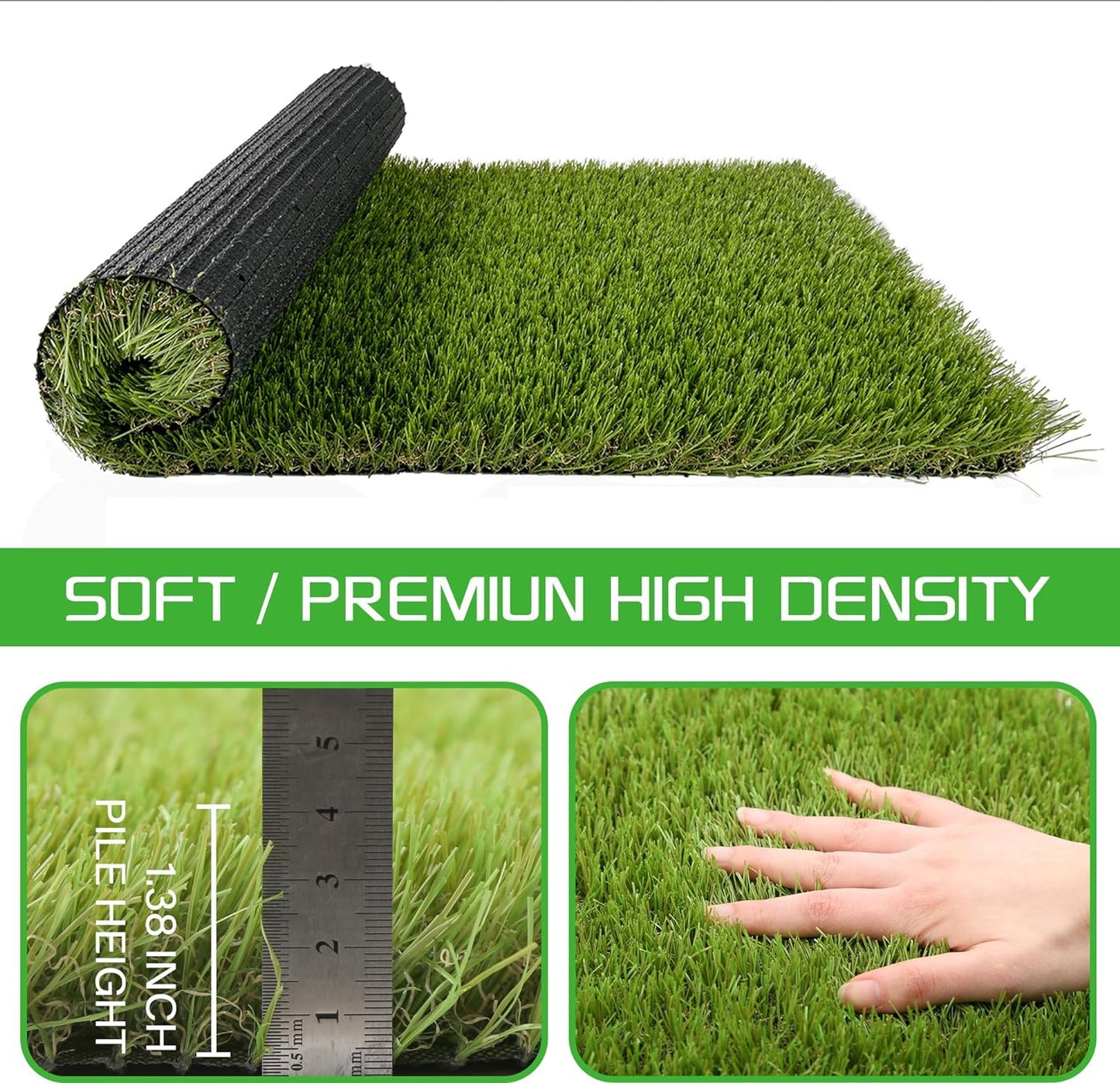 Artificial Grass Turf for Dogs 4 ft x 13 ft,1.38 inch Fake Grass Pad for Puppy Potty Training, Pet Rug for Indoor Outdoor Patio,Turf Mat for Dogs Potty