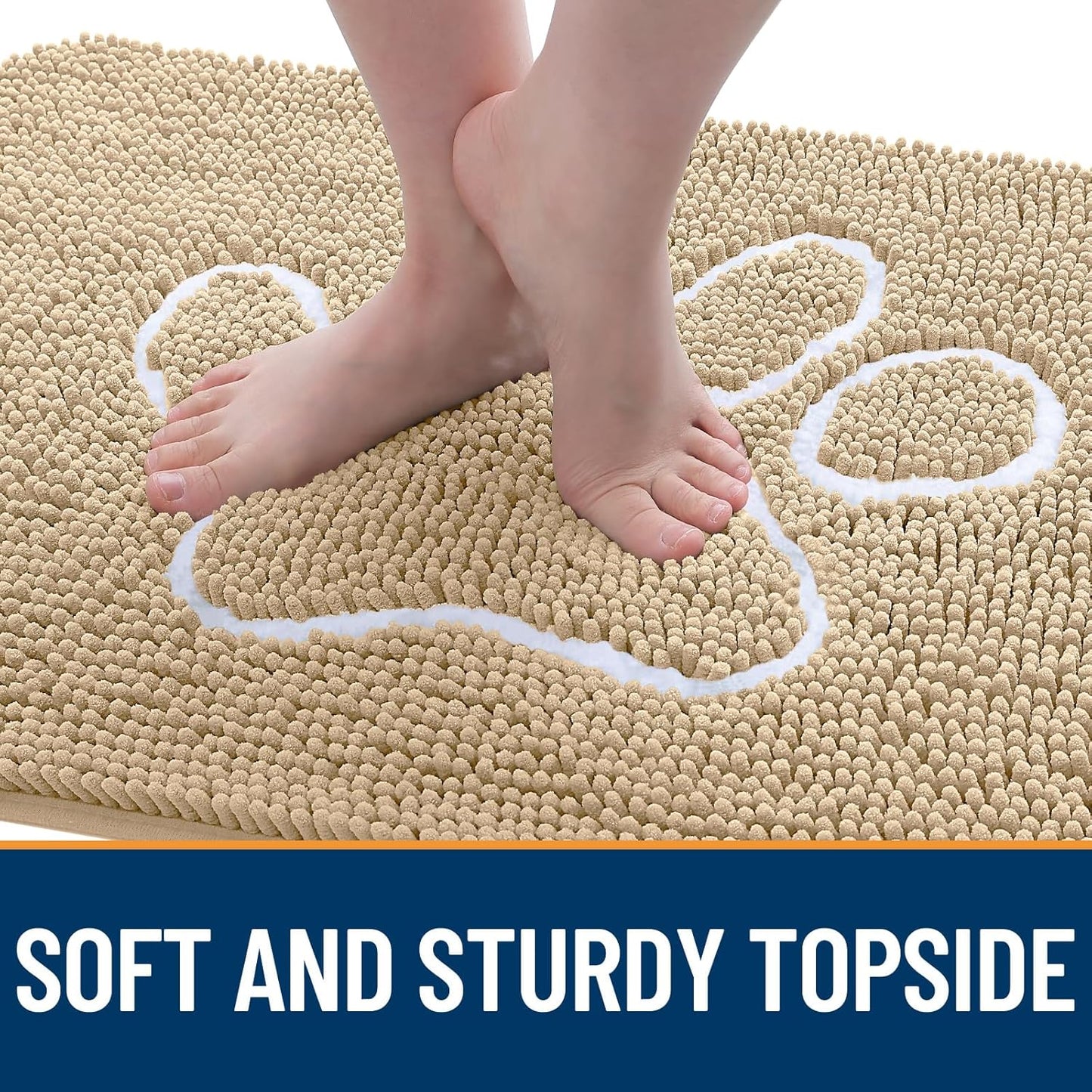 OLANLY Door Mat for Muddy Dog Paws 70x46, Ultra Absorbent Chenille Mud Doormat with Paw Print Design, Non-Slip Washable Doormat for Indoor Entryway, Quick-Dry Pet Bed Mats for Dirty Dogs, Beige