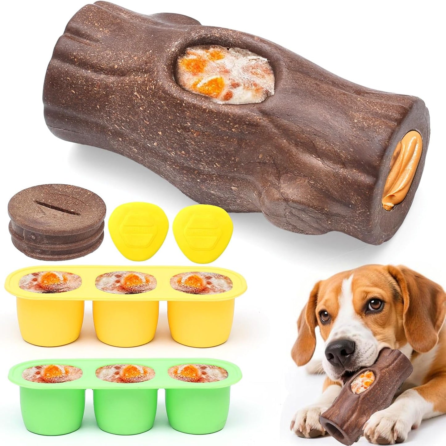 Dog Toys for Aggressive Chewers, Interactive Indestructible Dog Toys to Keep Them Busy, Durable Dog Frozen Treat Toy for Large & Medium Dogs, Reduces Anxiety & Extends Playtime, Brown