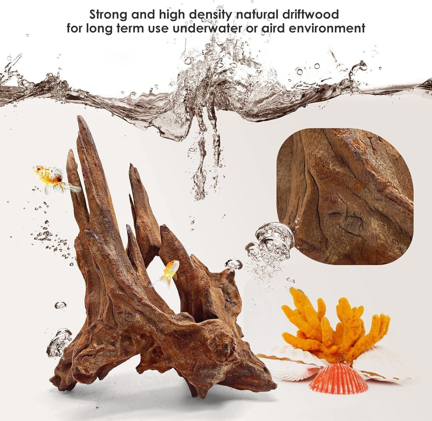 Natural Small Aquarium Driftwood for Fish Tanks & Reptile Terrariums – 100% Safe Fish Tank Decorations, Unique Twisted Branches 5-Piece 4-8 Inch Low Tannin, Easy to Sink