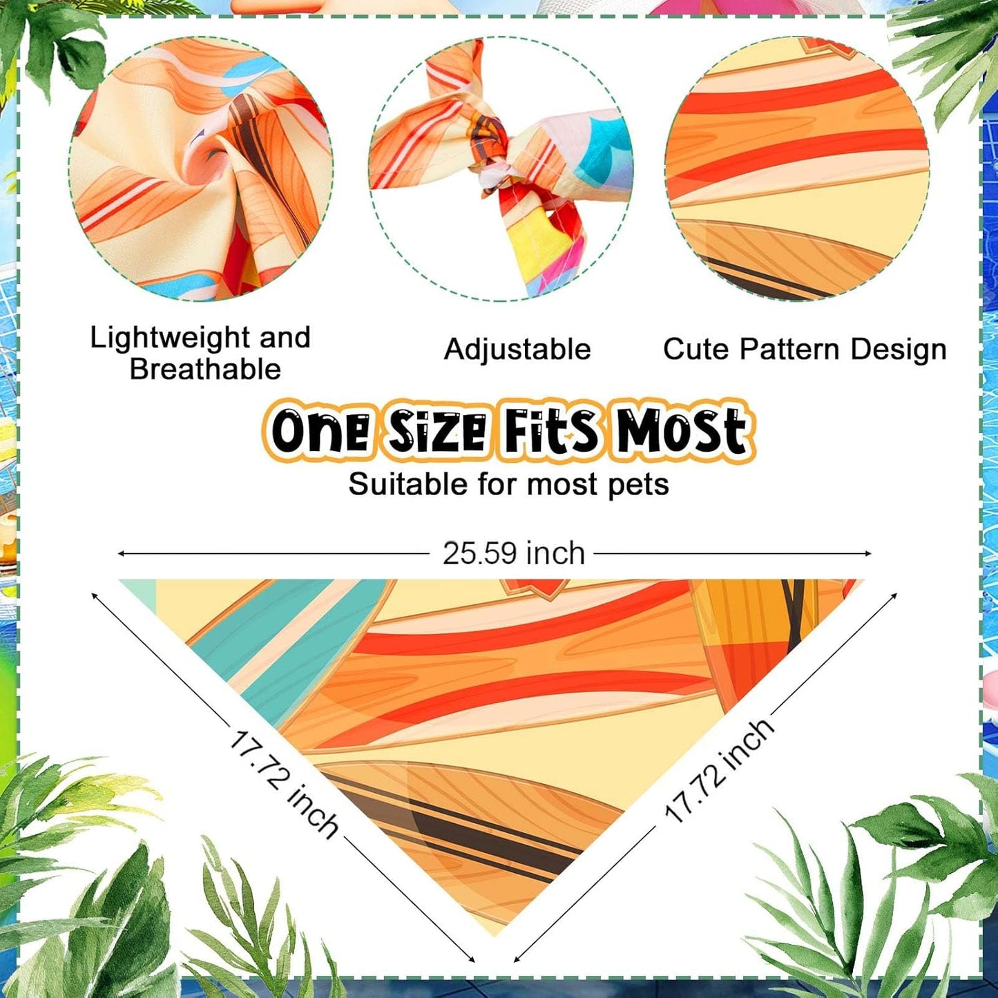 Reginary 72 Pack Summer Bandanas - Triangle Scarf Bibs for Dogs - Adjustable Dog Bandana for Pet Costume Accessories (Classic)