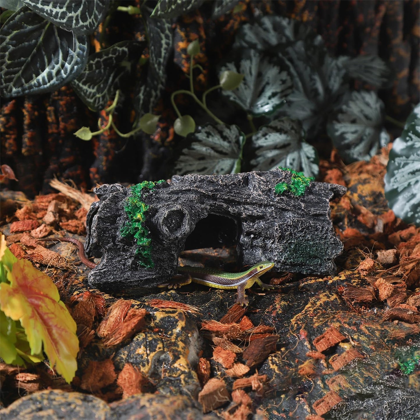 IBWell Aquarium Wood Fish Tank Decorations，Resin Fake Logs Terrarium DÉCor, Reptile Hide Aquarium Hideout for Fish Cave, Small Turtles, to 20 Gallon Tank