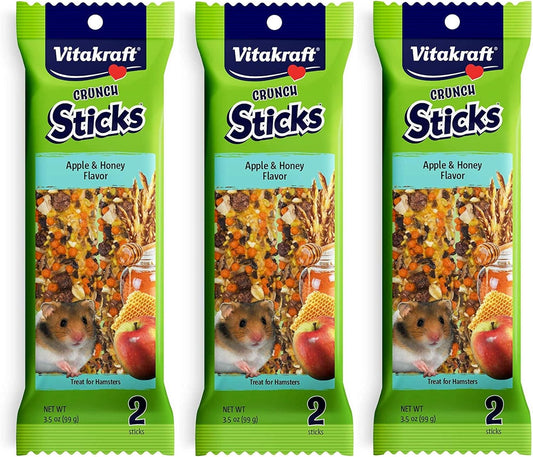 Vitakraft 3 Pack of Hamster Treat Crunch Sticks, 2 Sticks Each, Apple and Honey Flavor