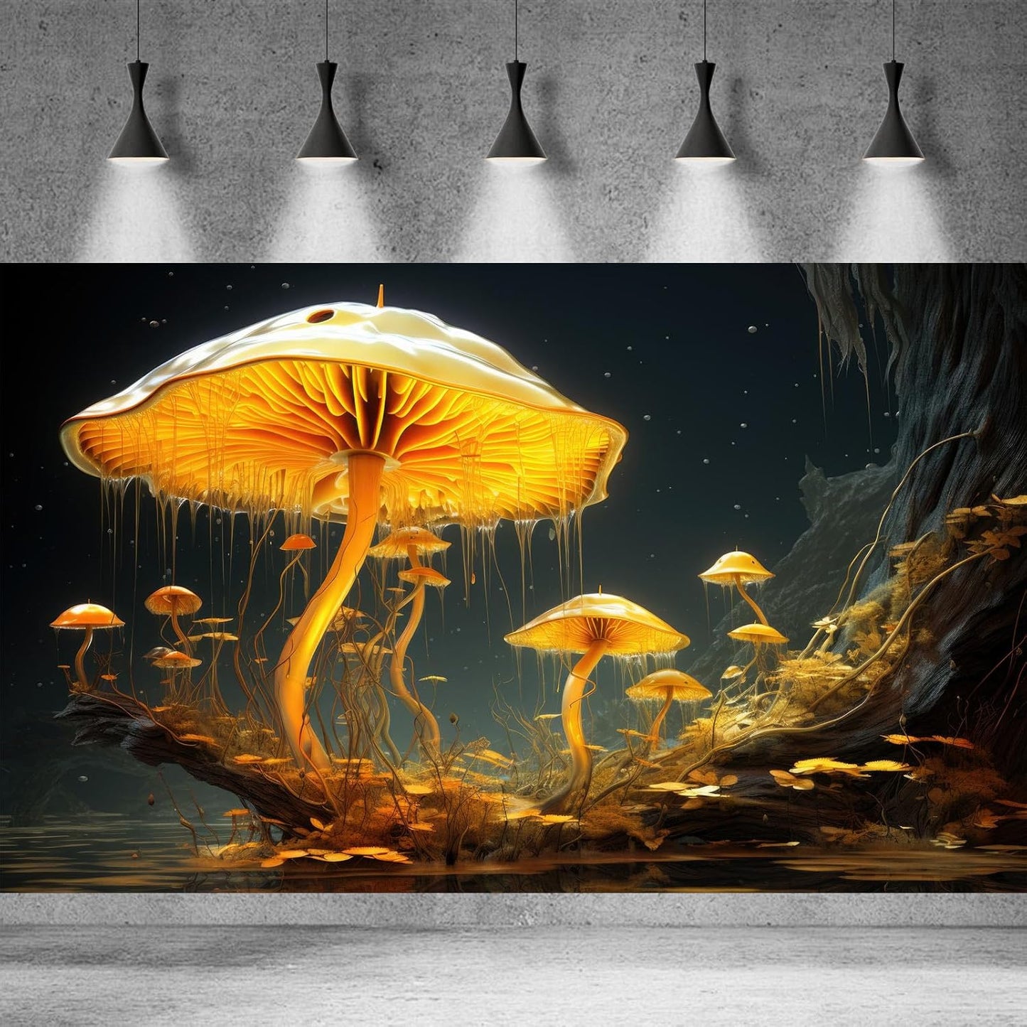 Fantasy Mushrooms Aquarium Background Fantasy Mushroom in Magical Enchanted Fairy Tale Stream Reptile Tank Enclosure Terrarium Backgrounds Mushroom Theme Landscape Fish Tank Backgrounds 30x12in