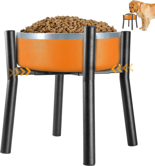 Lifted Dog Bowl Stand - Without Bowls, Single Raise Pet Food Table Adjustable Wide 7-11", Tall 12" - Bowl Stand Size Optional, Dog Bowl Holder Elevated for Small Medium Large Dog Breed