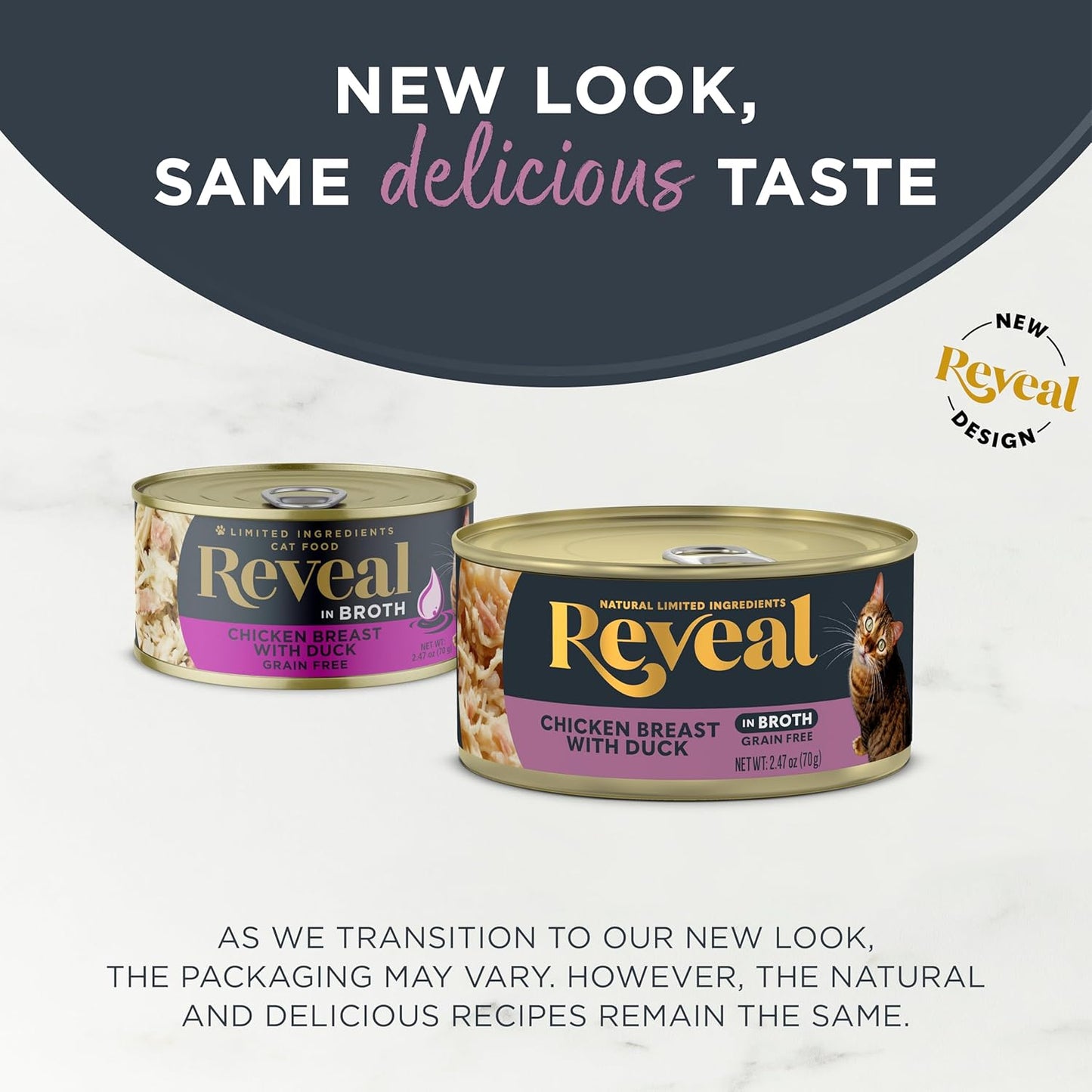 Reveal Natural Wet Cat Food, 24 Count, Grain Free, Limited Ingredient Canned Food for Cats, Chicken Breast with Duck in Broth, 2.47 oz Cans