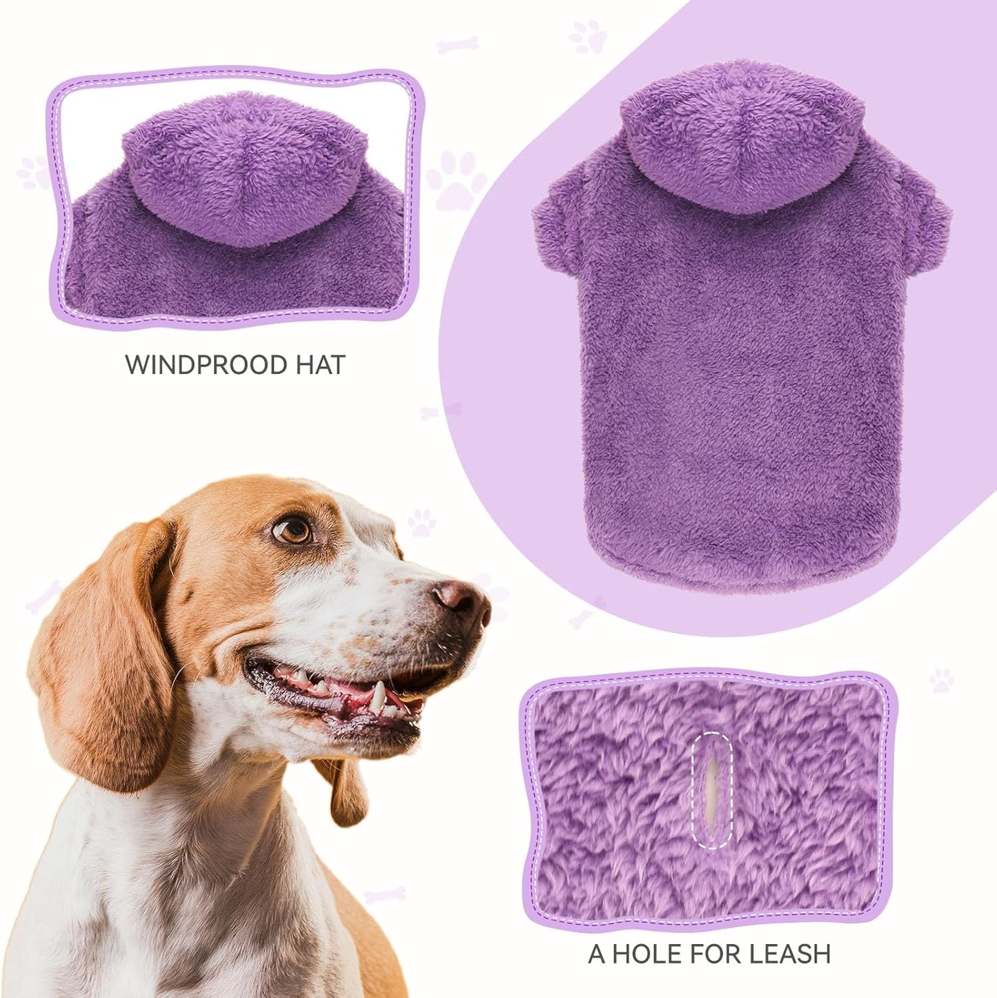 Fuzzy Dog Hoodie Dog Sweaters for Large Dogs Soft Double-Sided Plush Fleece Pet Sweater Pet Clothes Coats Hoodie Sherpa Hooded Sweatshirt(Purple-XXL)