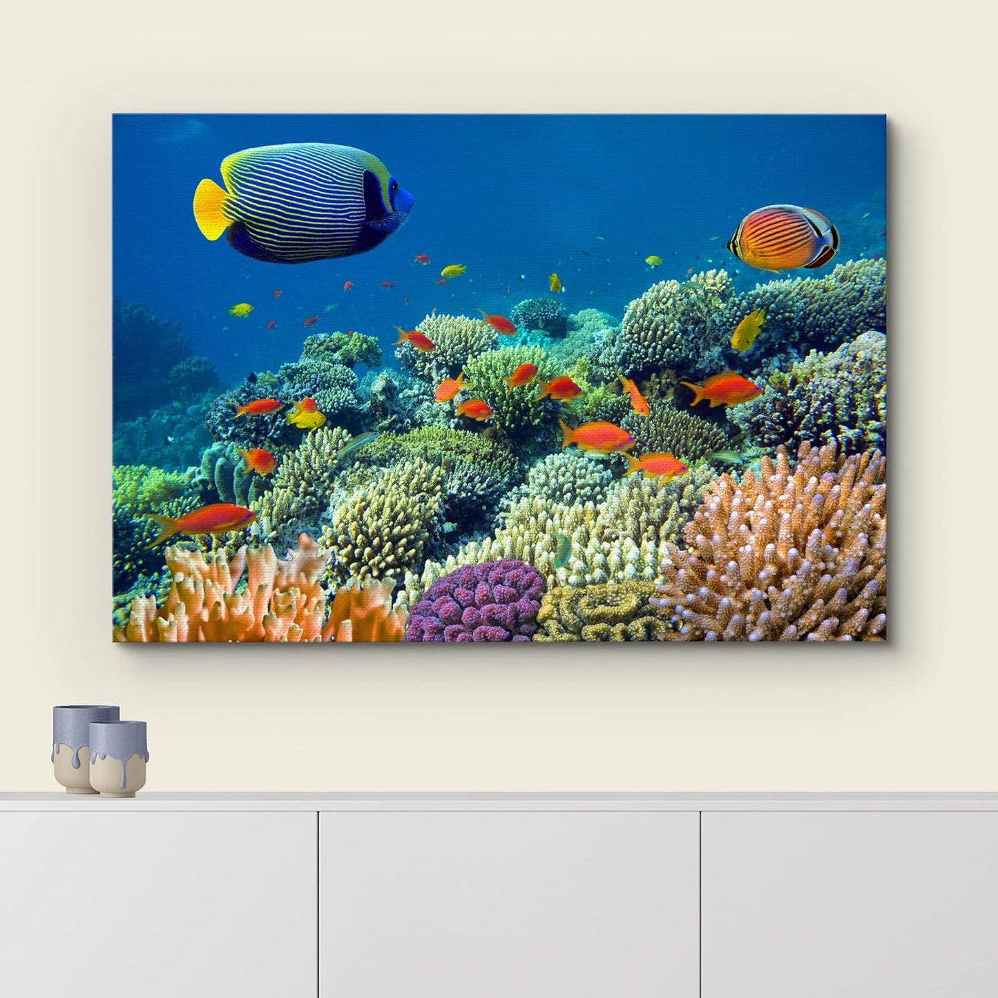wall26 Canvas Print Wall Art Tropical Underwater Sea Coral Reef Fish Nature Animals Photography Realism Rustic Scenic Landscape Wilderness Earth Colorful for Living Room, Bedroom, Office - 24"x36"
