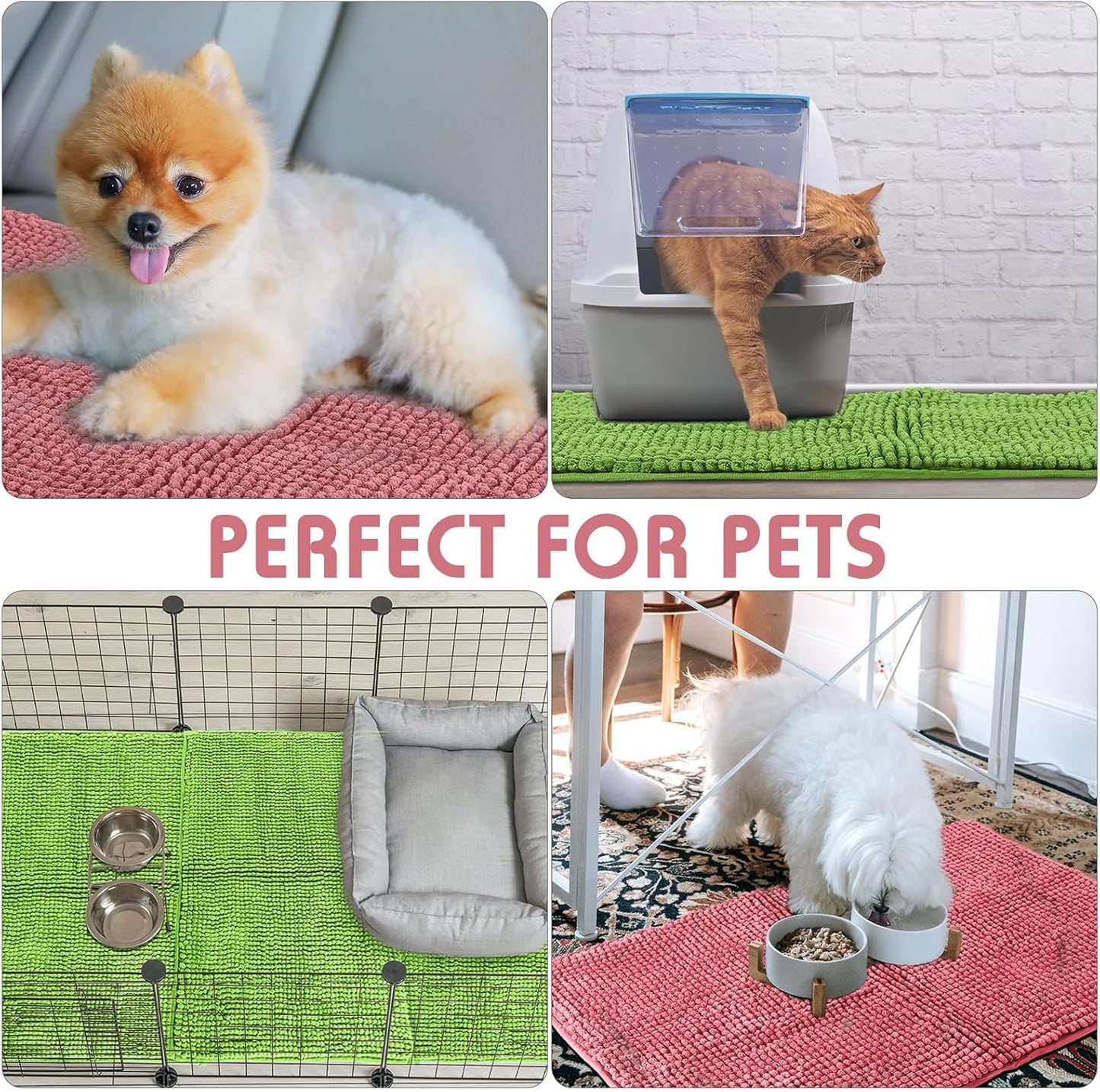 Amylove 4 Pcs Guinea Pig Cage Liner Guinea Pig Bedding Washable Fleece Pee Pads Reusable Small Animals Training Mat Small Animal Sleeping Bed for Bunny Hamster (Green Pink,16 x 24 Inch)