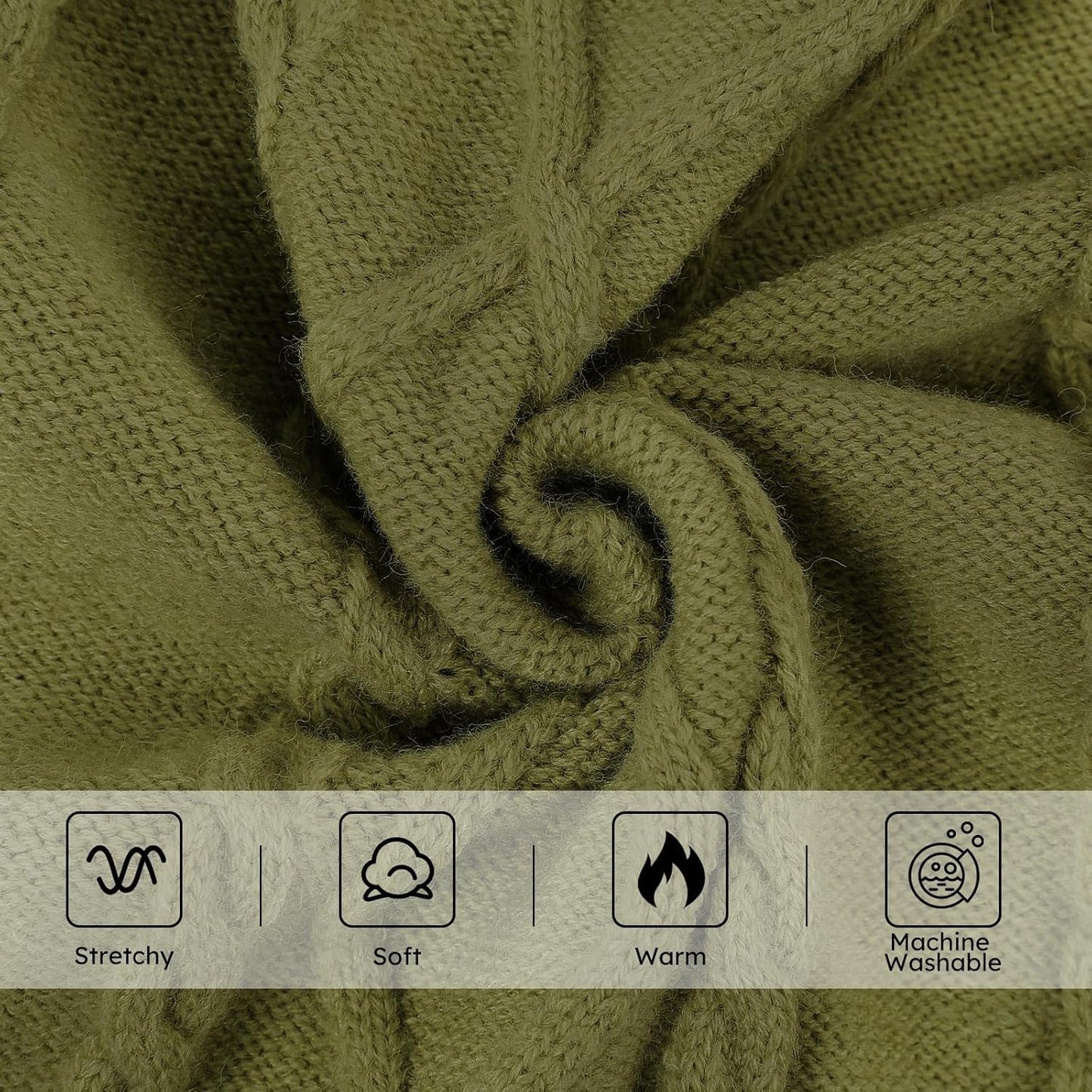 Queenmore Small Dog Pullover Sweater, Cold Weather Cable Knitwear, Classic Turtleneck Thick Warm Clothes for Chihuahua, Bulldog, Dachshund, Pugl,OliveGreen,M