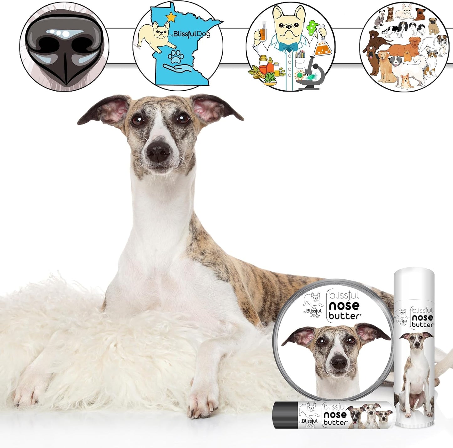 The Blissful Dog Whippet Unscented Nose Butter - Dog Nose Butter, 2 Ounce