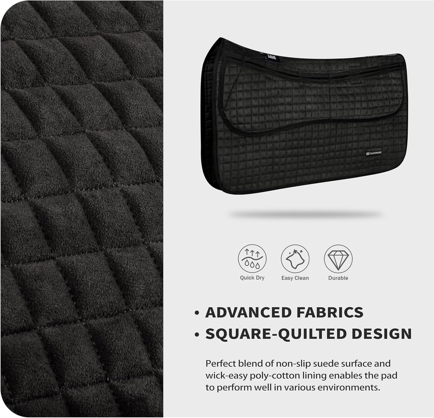 Tackmore Western Saddle Pad Adjustable with Side Pockets and Foam Inserts Shock-Absorbing Riding Pad