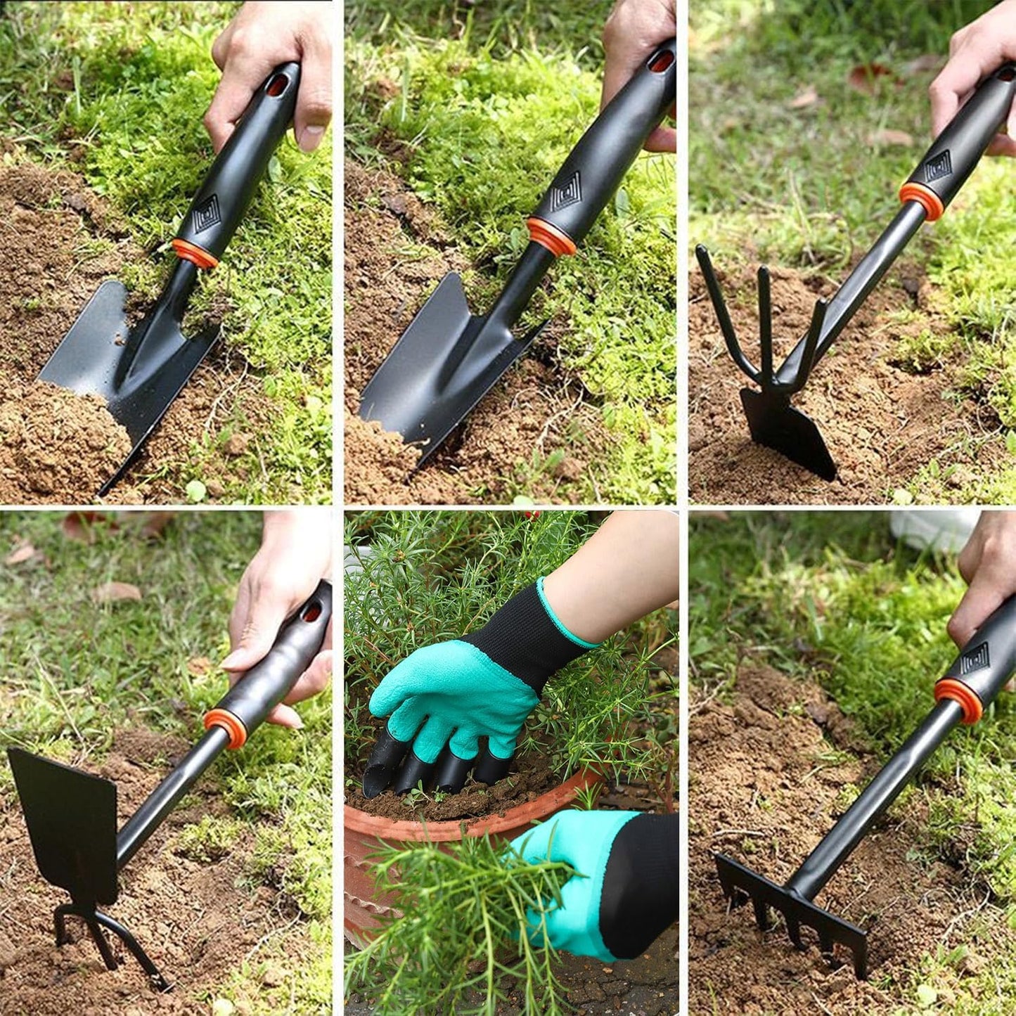 Premium 8-Piece Garden Tools Set – Heavy Duty Carbon Steel with Rust-Proof Coating, Ergonomic Handles, SK-5 Pruning Shears, Waterproof Repotting Mat & Storage Tote Bag – Ideal Gift for Gardeners