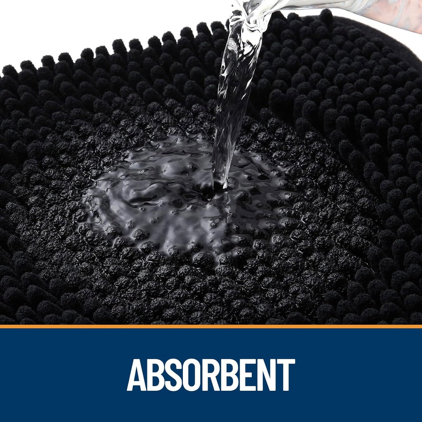 OLANLY Dog Door Mat for Muddy Paws 30x20, Absorbs Moisture and Dirt, Absorbent Non-Slip Washable Doormat, Quick Dry Chenille Mud Mat for Dogs, Entry Indoor Entryway Carpet for Inside Floor, Black